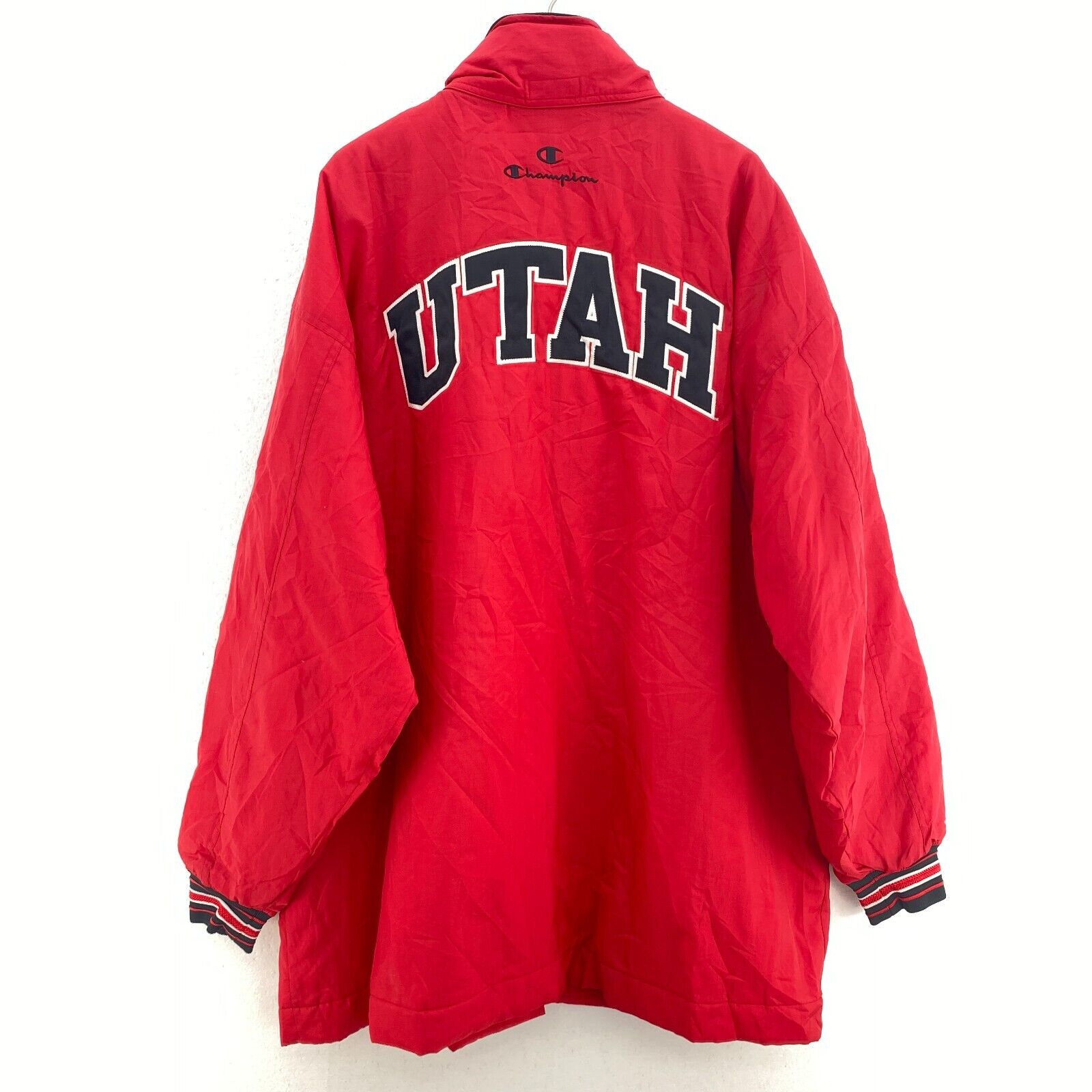 Utah Utes NCAA Red Insulated Full Zip Patch Champion Hooded Jacket Size XL
