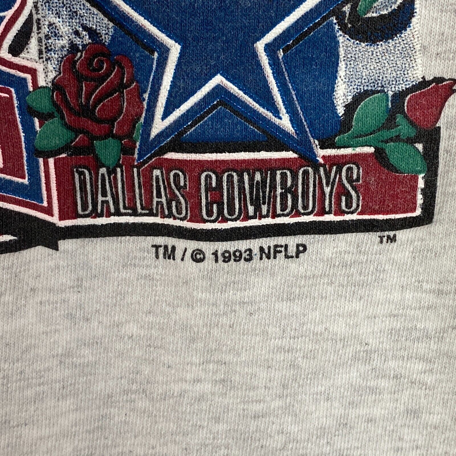 Rose Super Bowl XXVII Buffalo Bills Dallas Cowboys 1993 NFL Gray T-shirt Size M