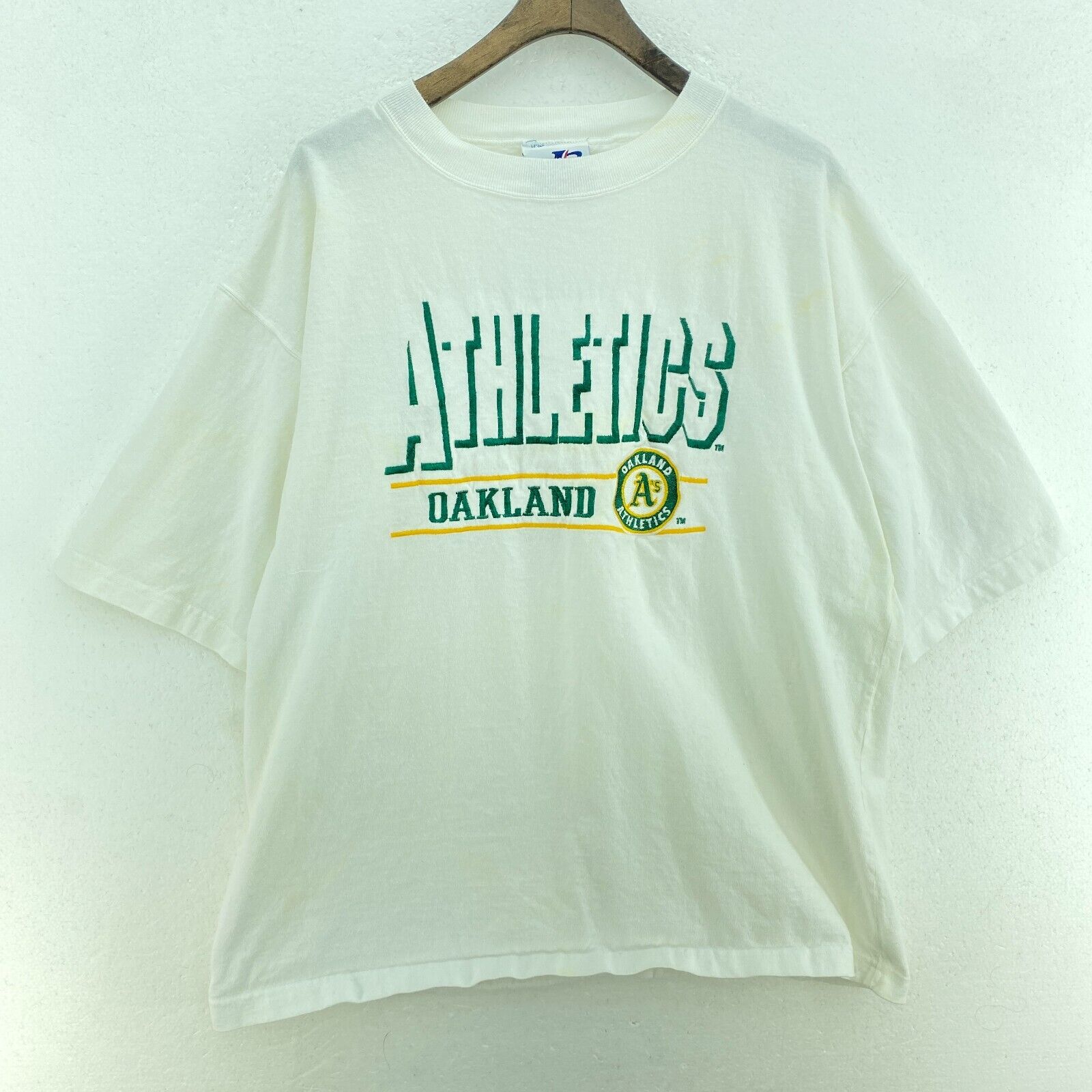 Logo Athletic Oakland Athletics Logo White Vintage T-shirt Size L MLB