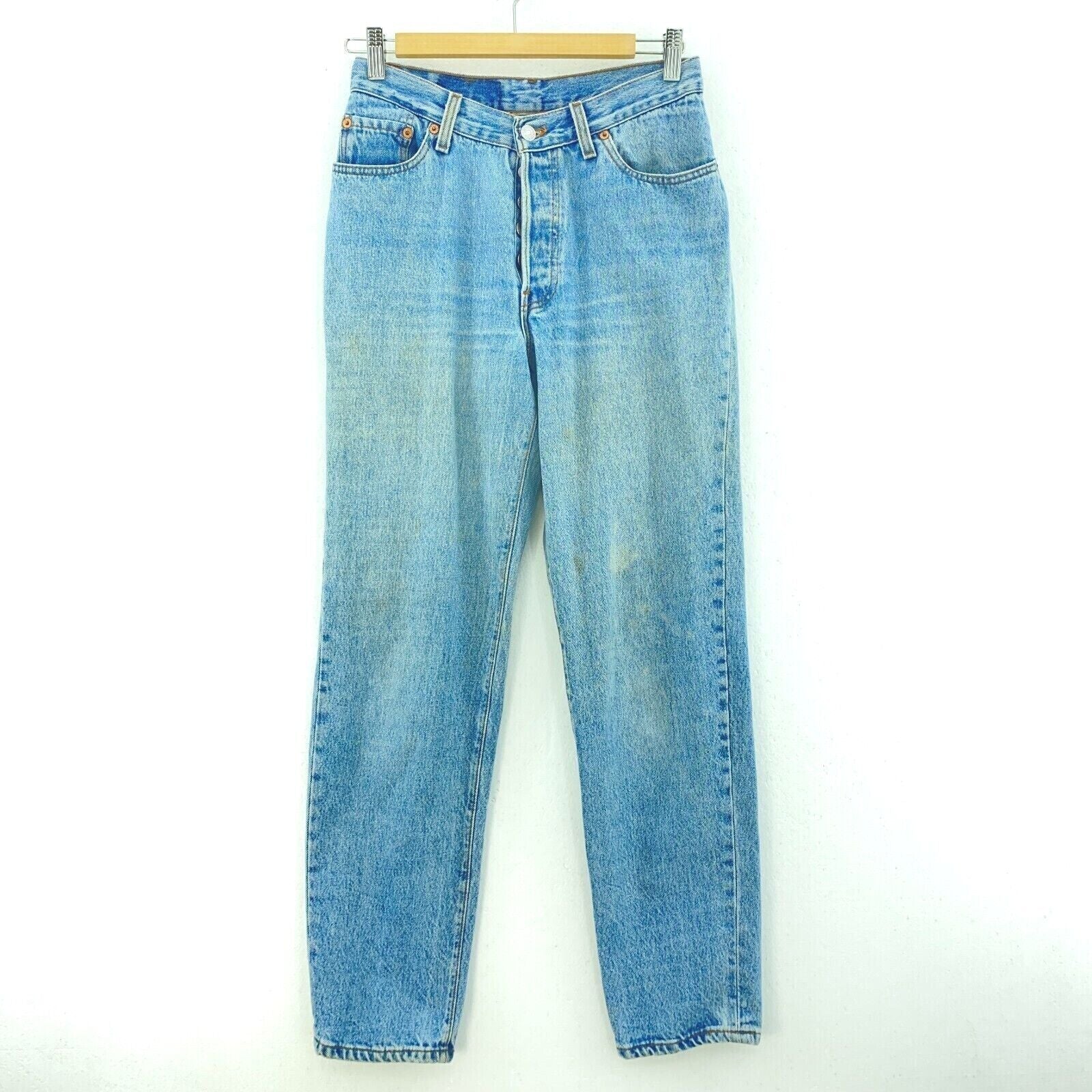 Levi's 501 Light Wash Blue Denim Straight Jeans Size 28 Women's