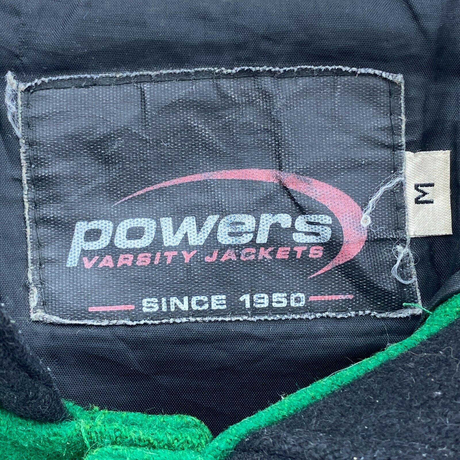 Vintage Varsity College Snapped Cheerleader Green Black Jacket Size M