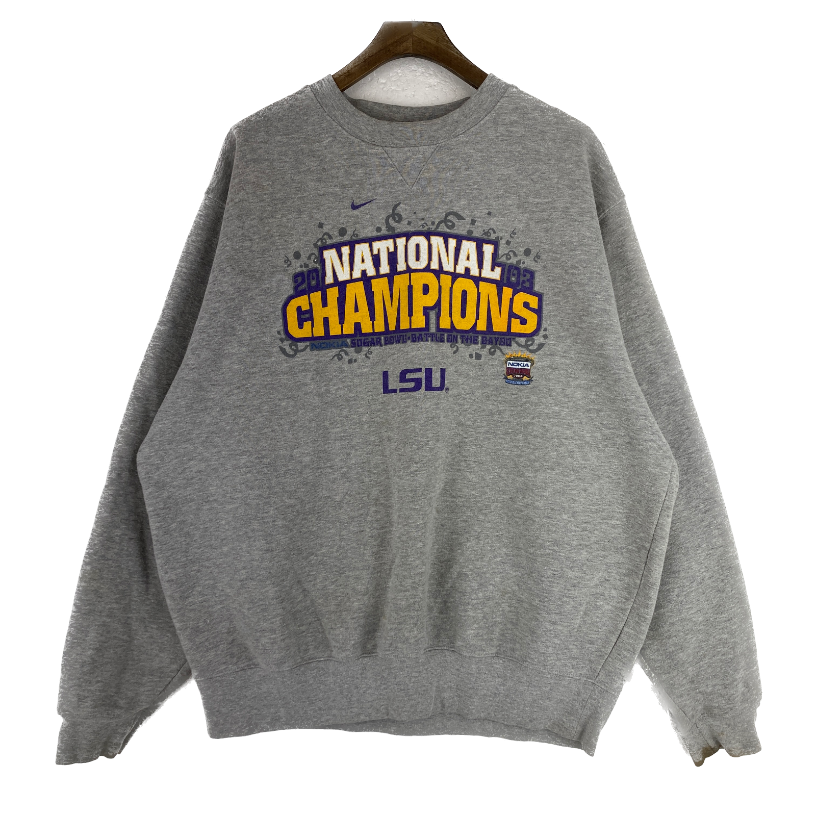 Vintage Nike Nokia Sugar Bowl National Champions LSU Gray Sweatshirt Size L