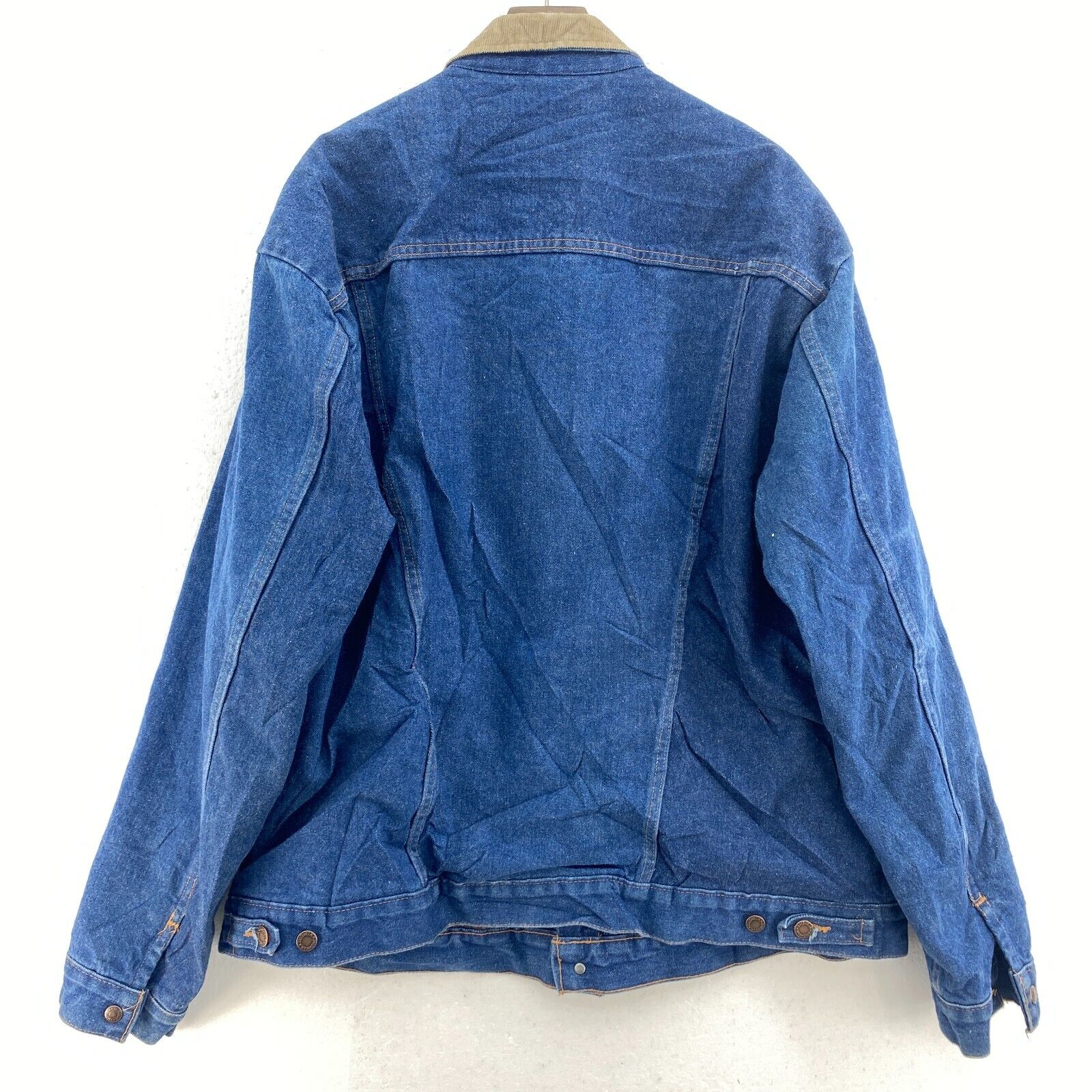 Wrangler Medium Wash Corduroy Collar Blue Denim Jacket Size XL