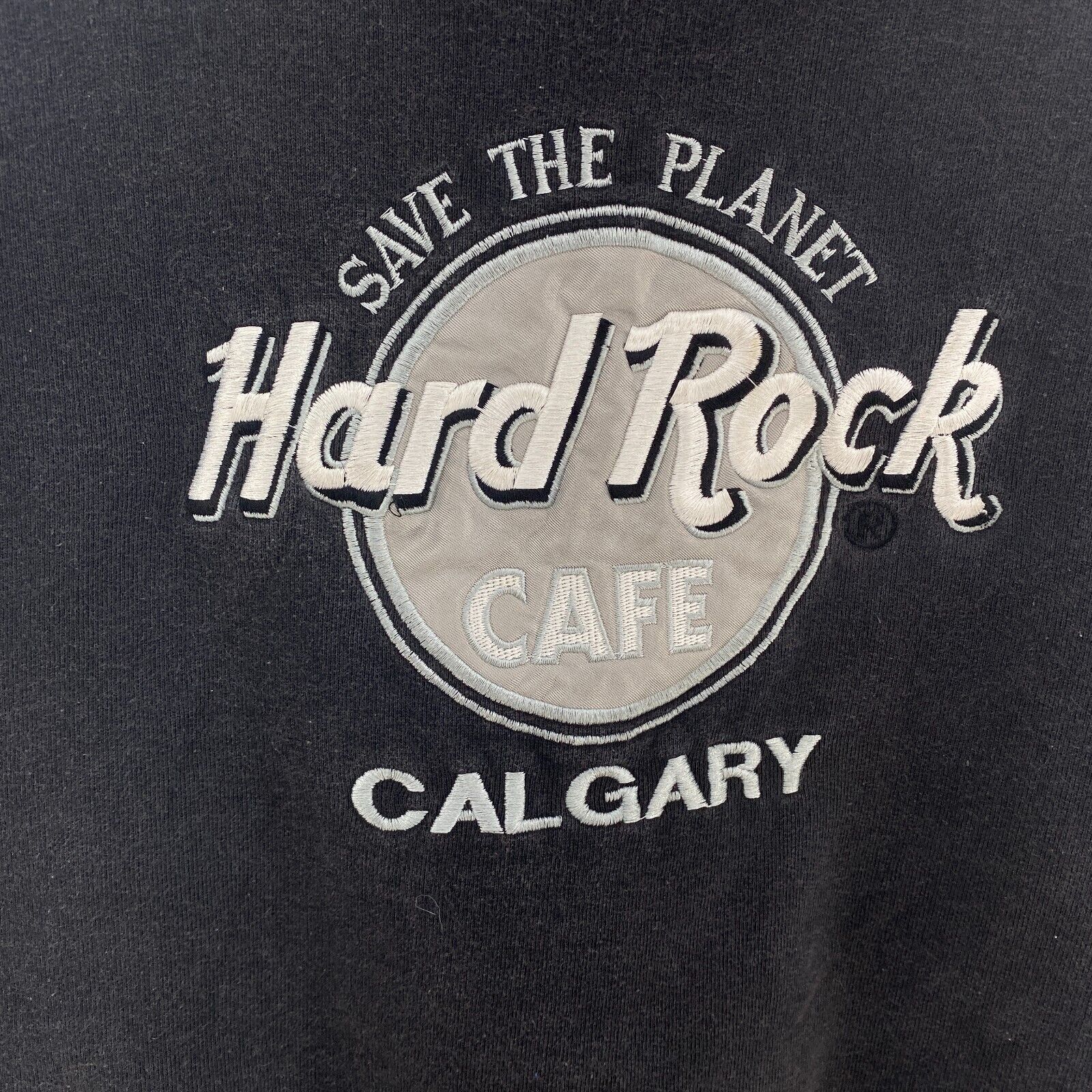 Save The Planet Hard Rock Cafe Calgary Black Sweatshirt Size M Crewneck
