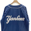 Starter New York Yankees Striped Button Up Navy Blue T-shirt Size L