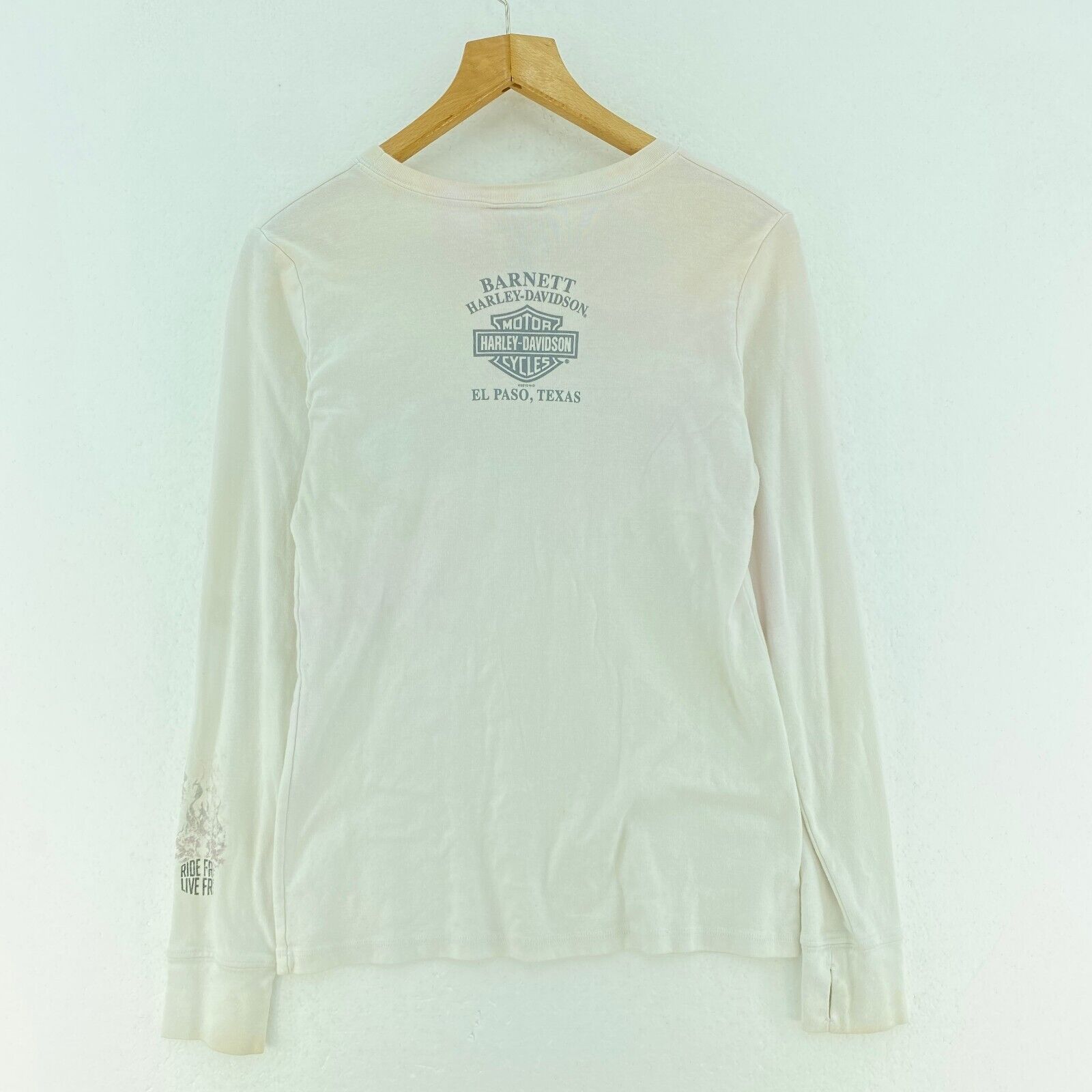 Harley Davidson Motorcycles Barnett White Woman Long Sleeve T-shirt Size XL 2012