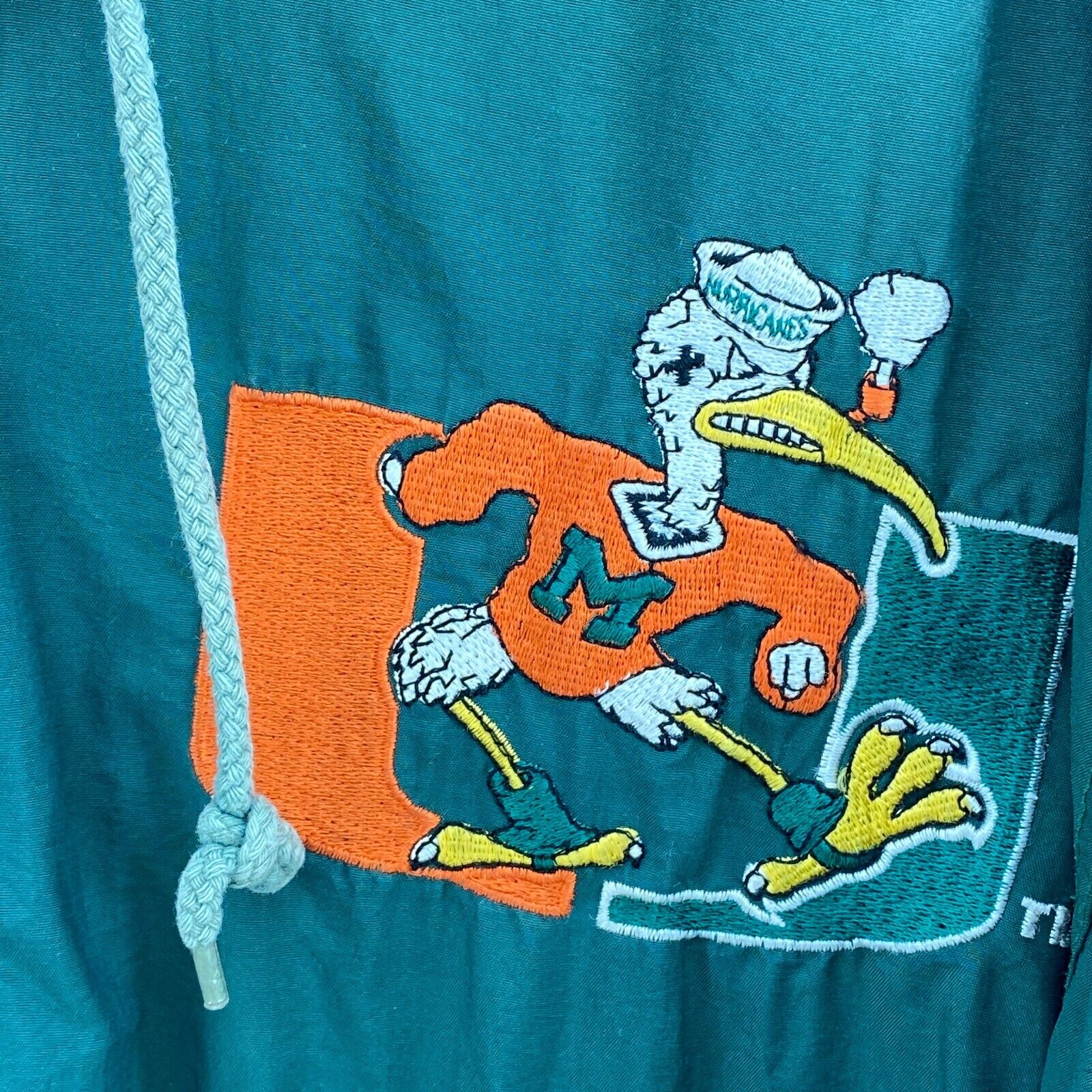 Starter Miami Hurricanes Logo NFL Green Hooded Light Jacket Size XL