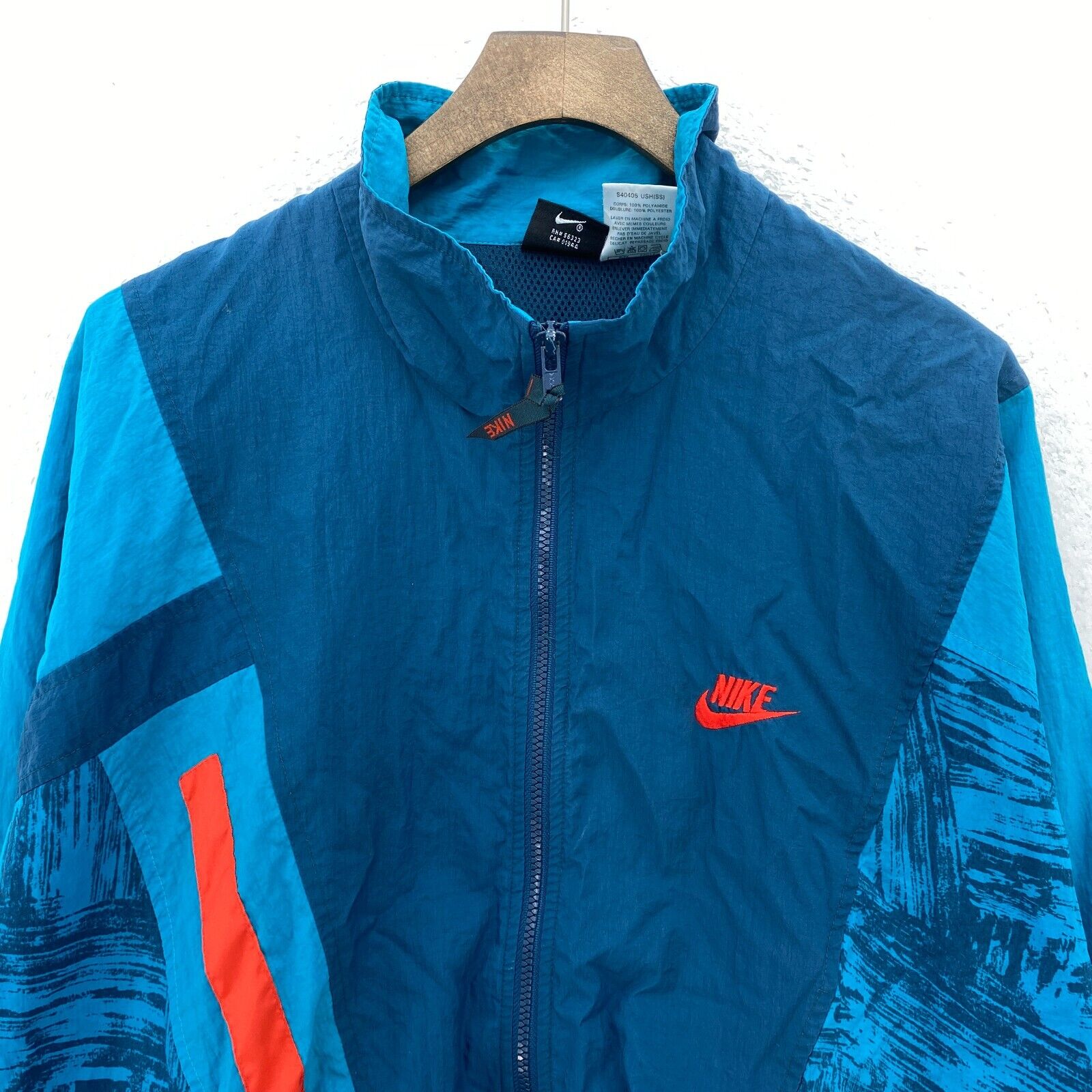 Vintage Nike Logo Full Zip Teal Blue Windbreaker Jacket Size M