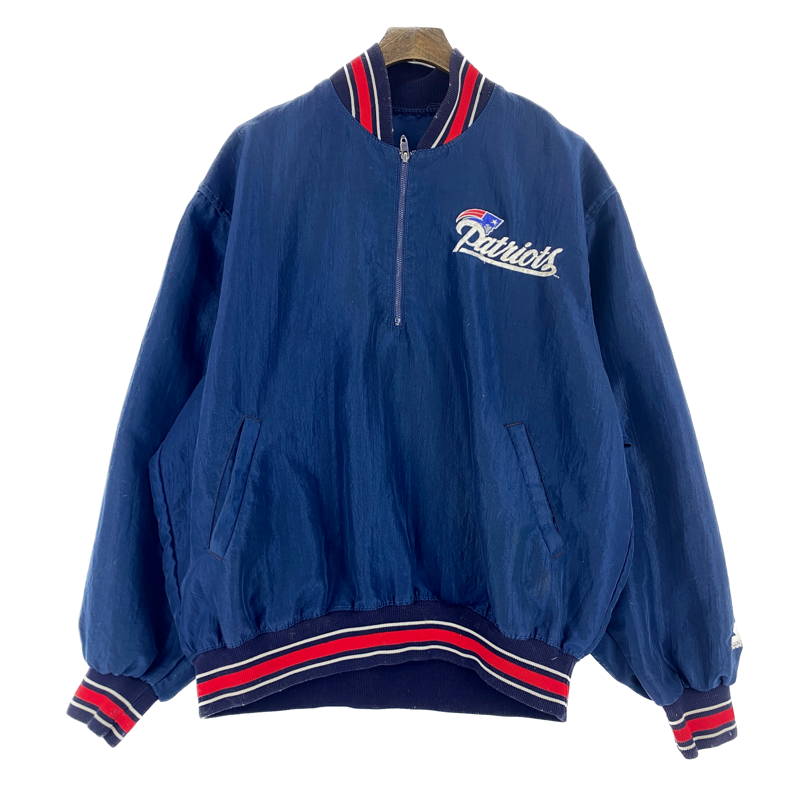 Vintage Starter New England Patriots NFL Blue Pullover Jacket Size L