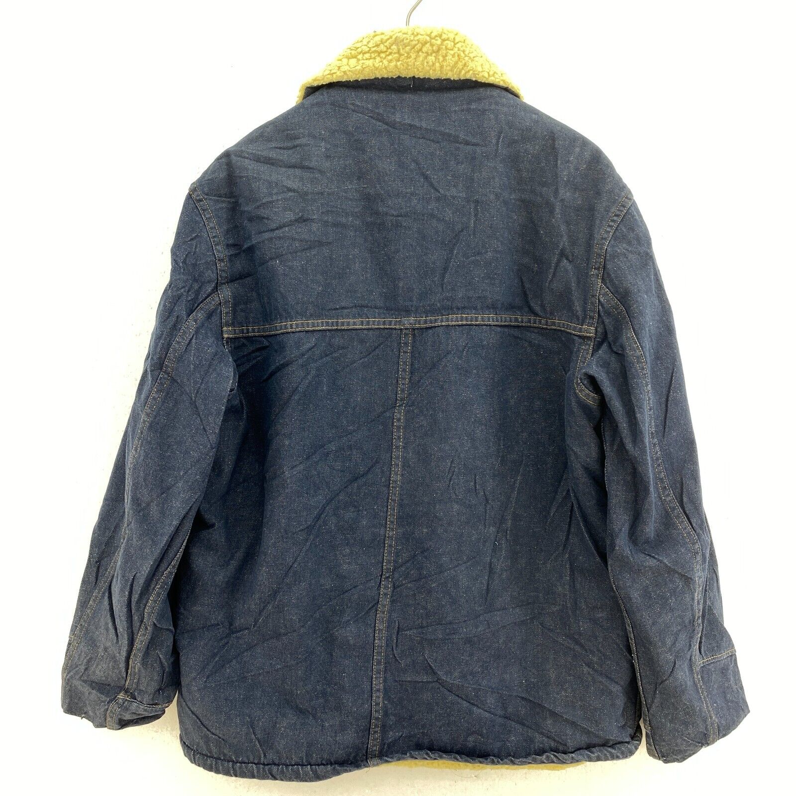 Vintage Sherpa Line Dark Wash Blue Denim Jacket Size 42 Button Up