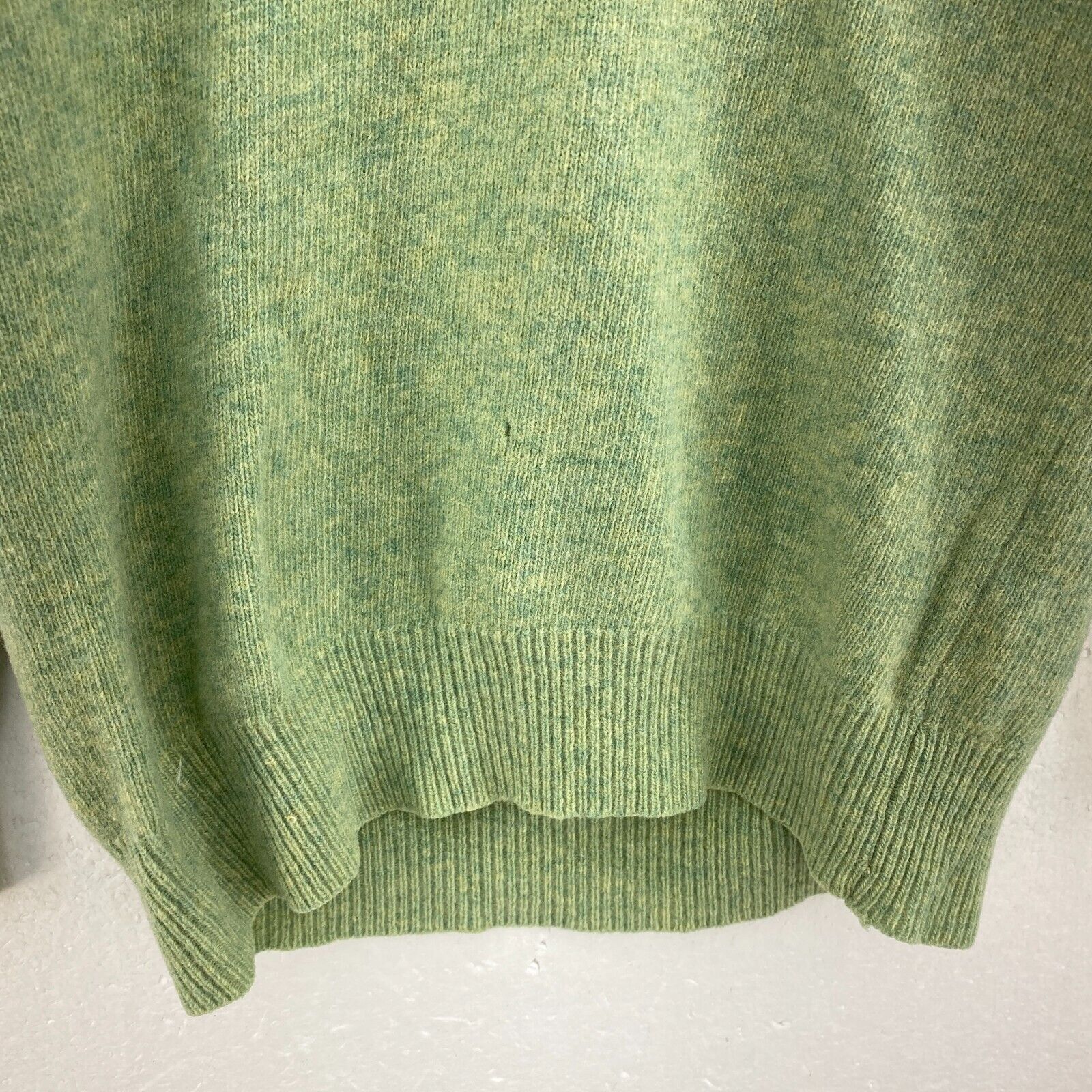 Vintage Wool 60s V-Neck Sweater Size L Green Women's