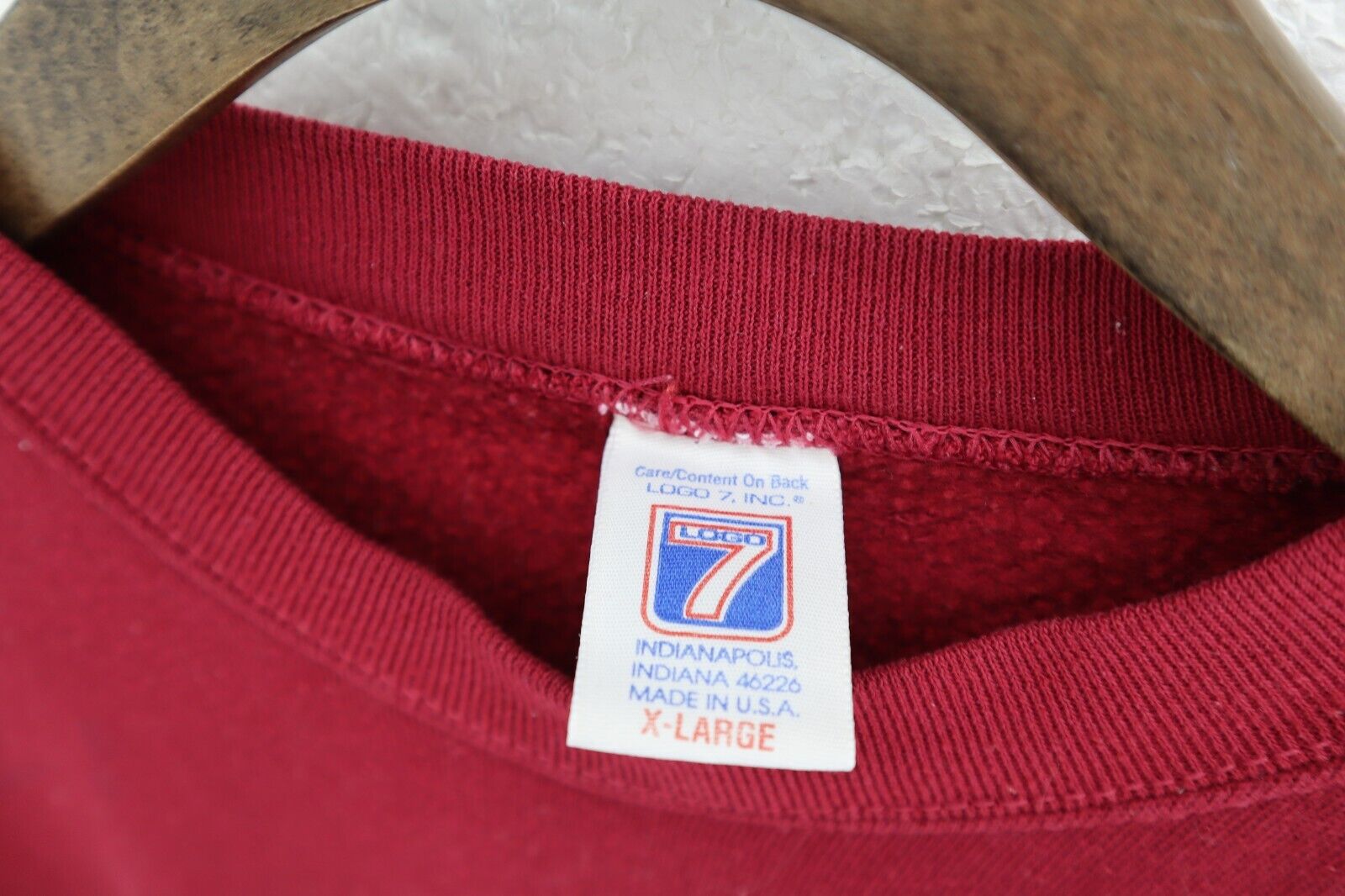 Vintage Logo 7 San Francisco 49ers 1996 NFL Burgundy Red Sweatshirt Size XL