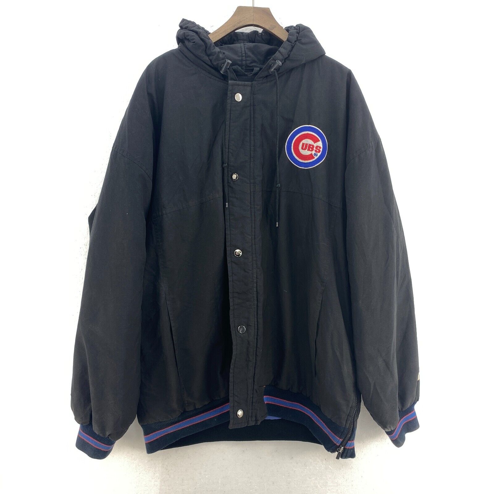Chicago Cubs Logo Black Starter Full Zip Hooded Insulated Jacket Size L MLB