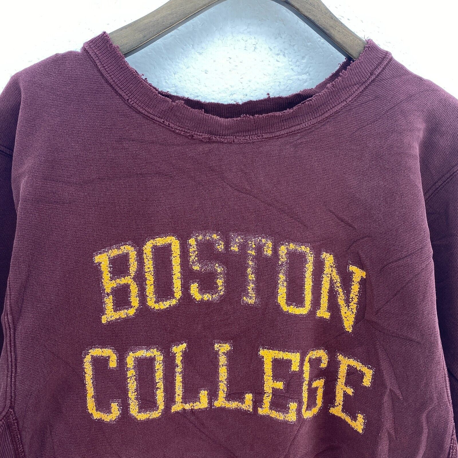 Champion Reverse Weave Boston College Spell Out Burgundy Red Sweatshirt Size M