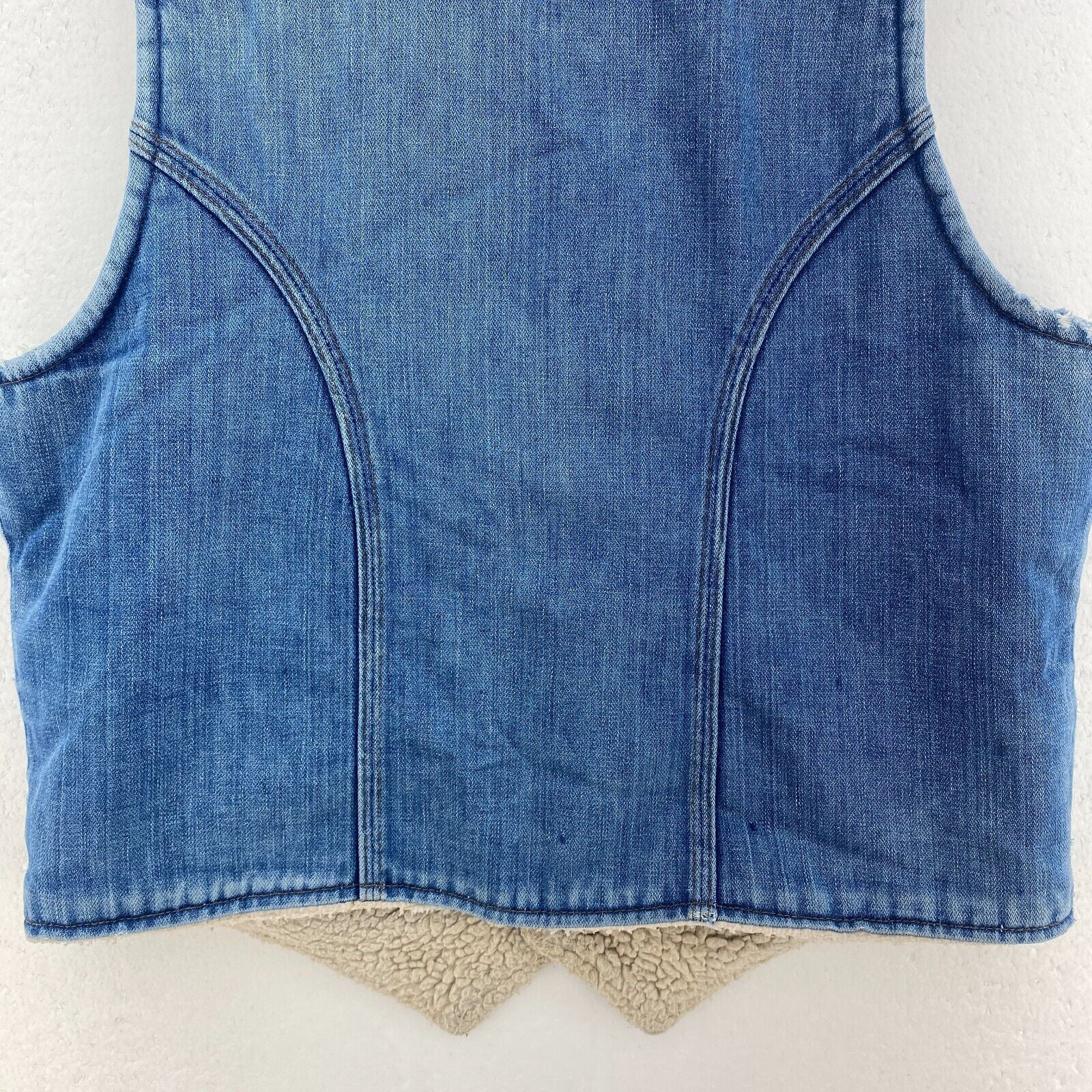 Vintage Fleece Lined Denim Vest Jacket Size L