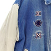 Walt Disney Mickey Mouse Medium Wash Insulated Denim Varsity Jacket Size L Blue