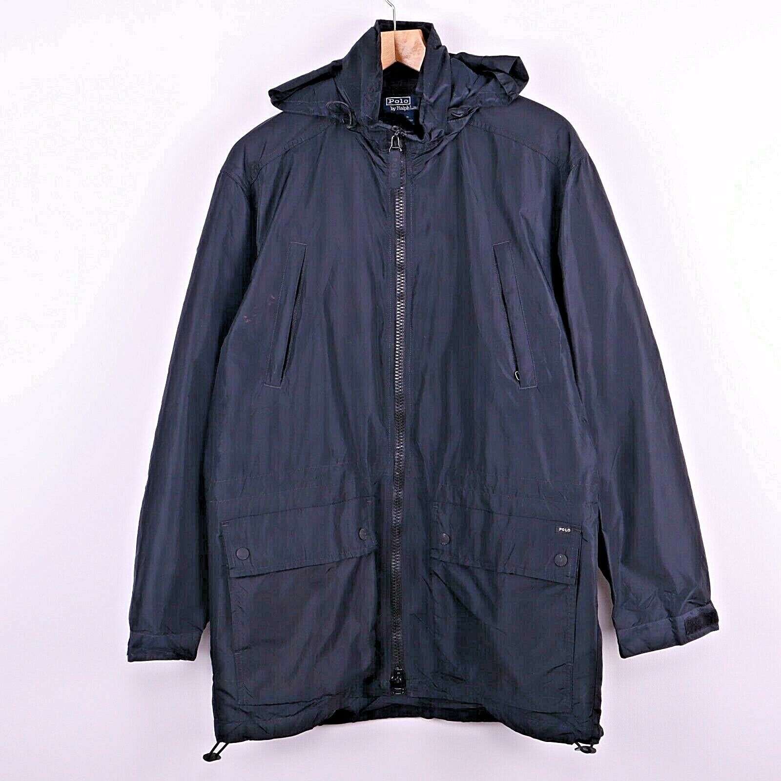 Polo Ralph Lauren Mid Length Black Shell Nylon Jacket Full Zip Size M