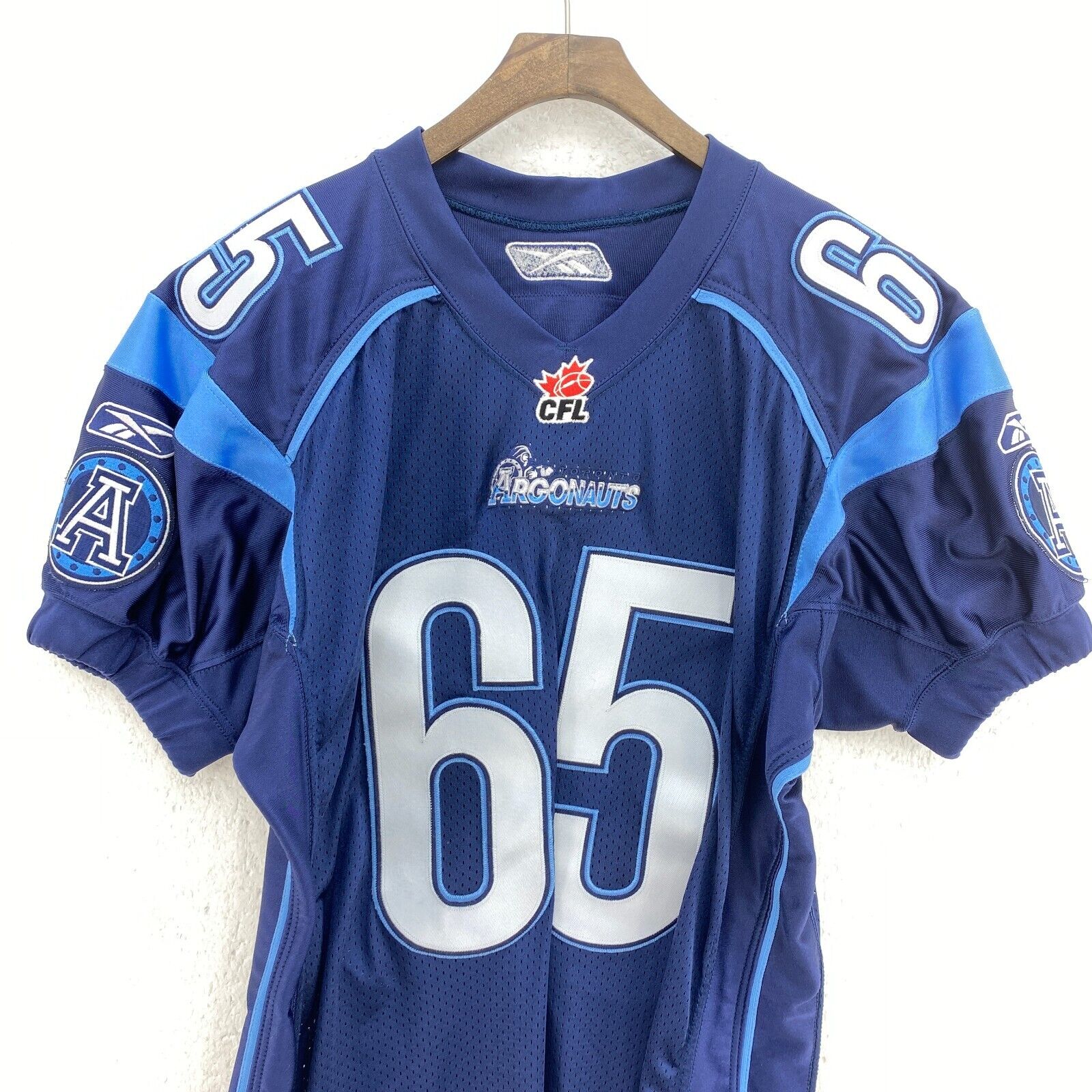 Toronto Argonauts CFL #65 Mills Blue Short Sleeve Jersey Size M
