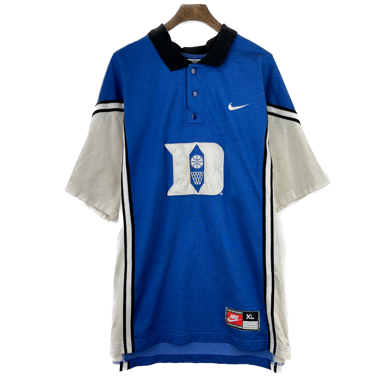 Vintage Nike Swoosh Logo Snapped Blue T-shirt Size XL