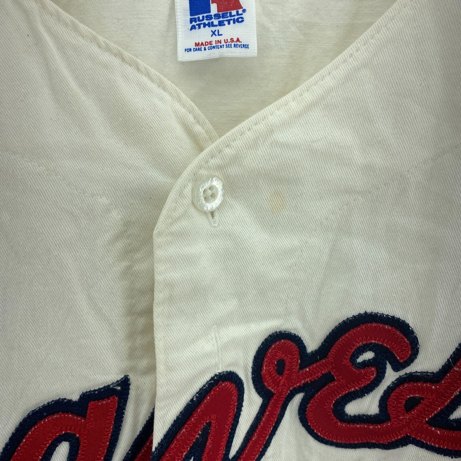 Russell Athletic Atlanta Braves Logo MLB White Jersey Size XL