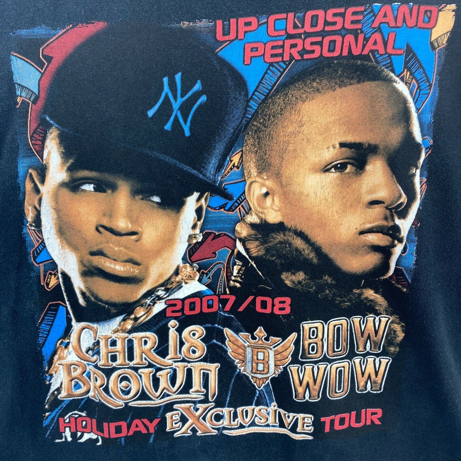 Chris Brown Bow Wow Up Close & Personal Tour 2007 Black T-shirt Size L Rappers