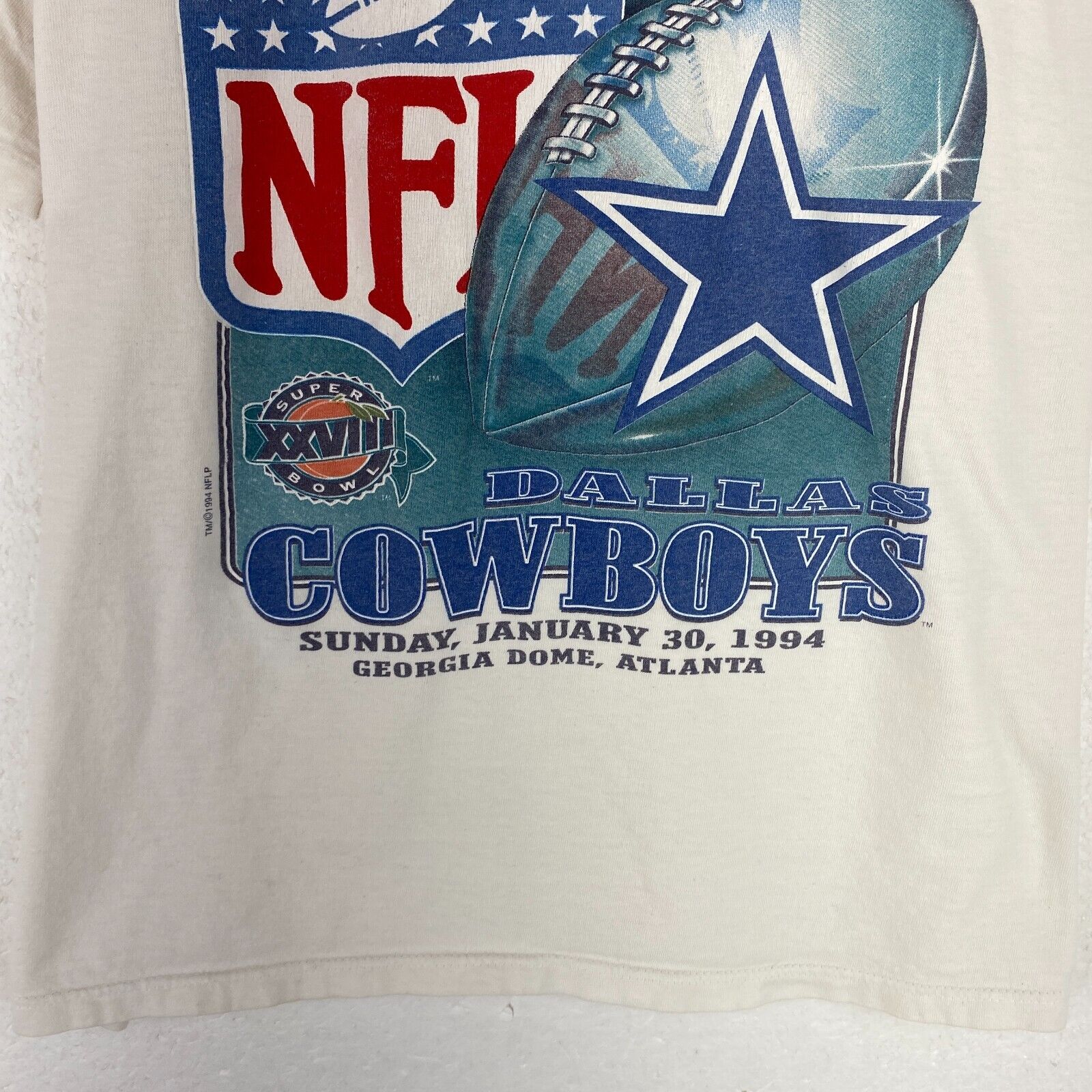 Vintage Starter Super Bowl I Champions NFL Dallas Cowboys White T-shirt Size L
