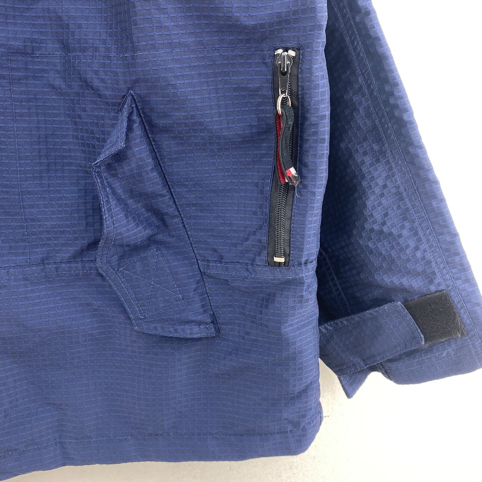 Tommy Hilfiger Logo Vintage Full Zip Navy Blue Ribstop Jacket Size L