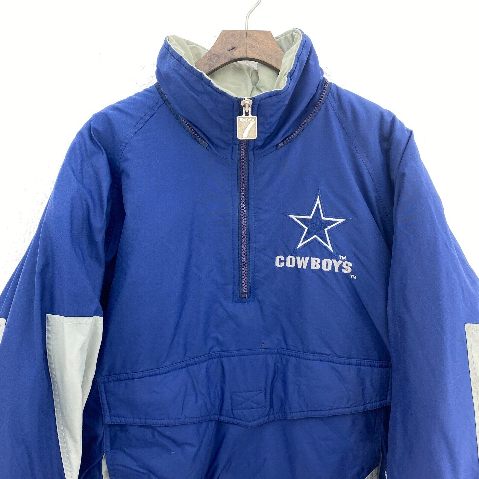 Logo 7 Dallas Cowboys Logo NFL Insulated Blue Jacket Size M 1/4 Zip
