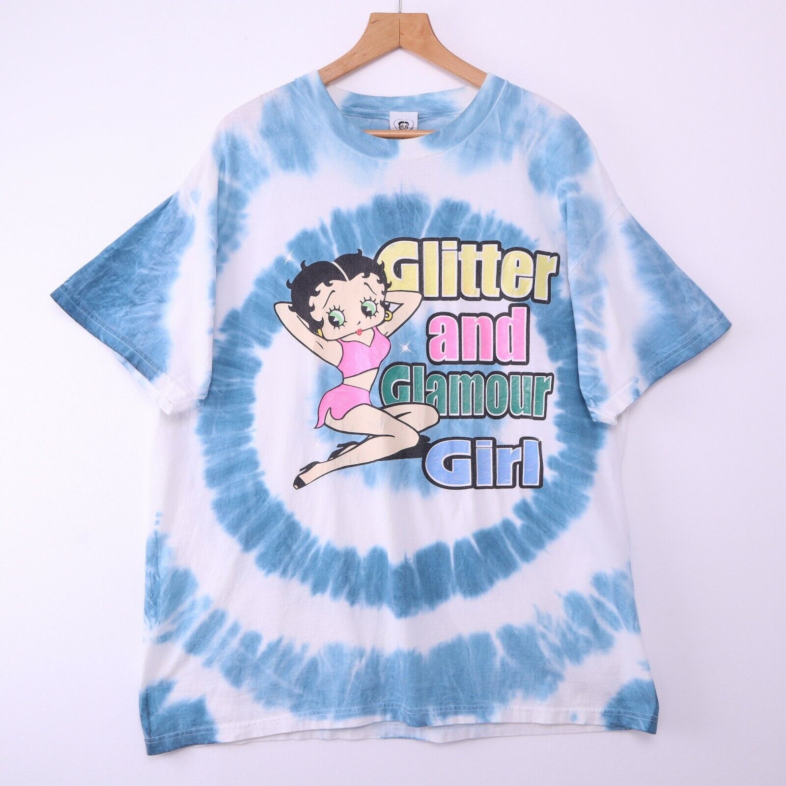 Betty Boop Glitter & Glamour Girl Blue Tie Dye T-shirt Size XL