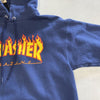 Thrasher Hoodie Magazine Pullover With Logo Blue Skateboard Size S 90s