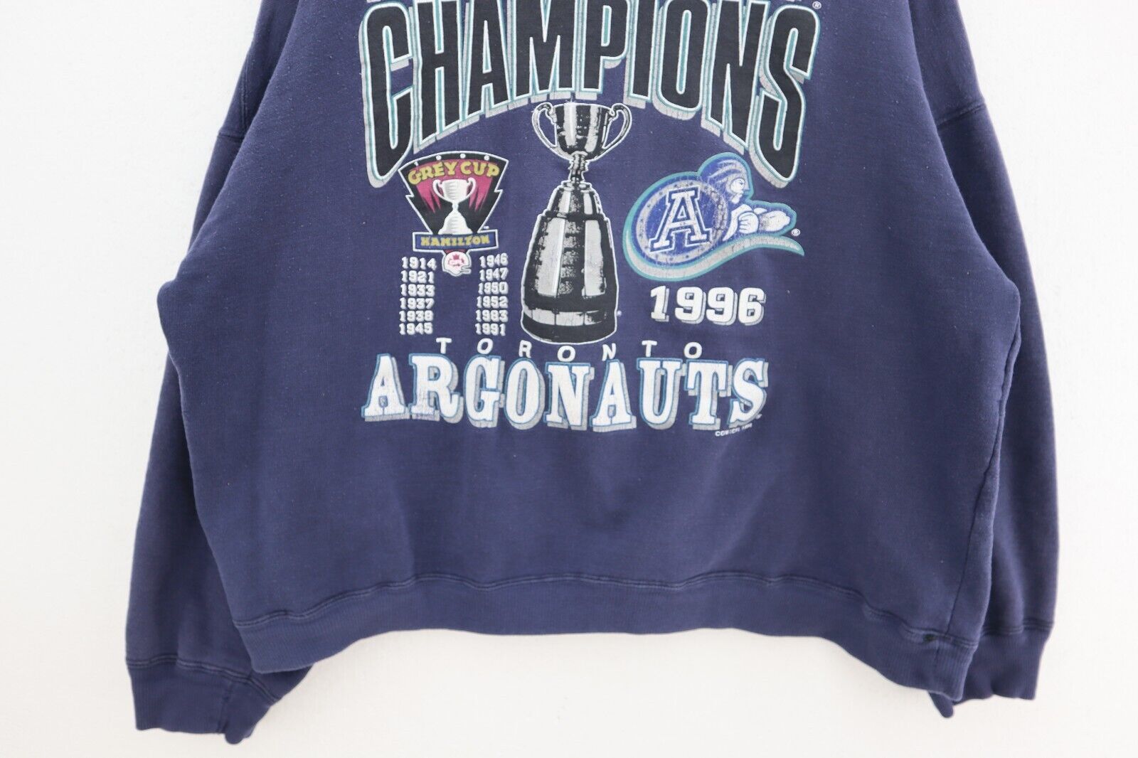 1996 Grey Cup Champions Toronto Argonauts CFL 1996 Navy Blue Sweatshirt Size XL