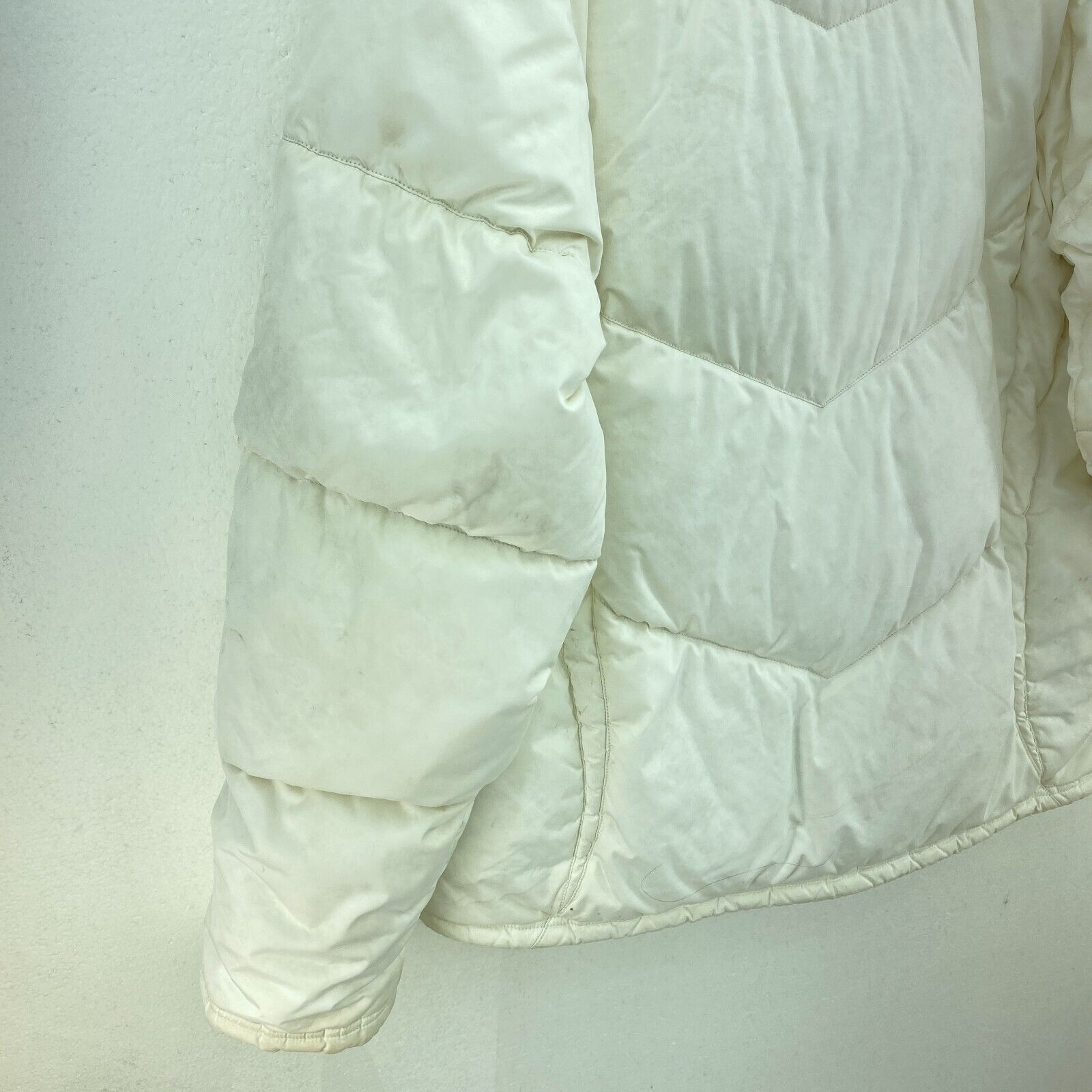 Nike Embroidered Logo Down Fill White Full Zip Puffer Jacket Size L Womens