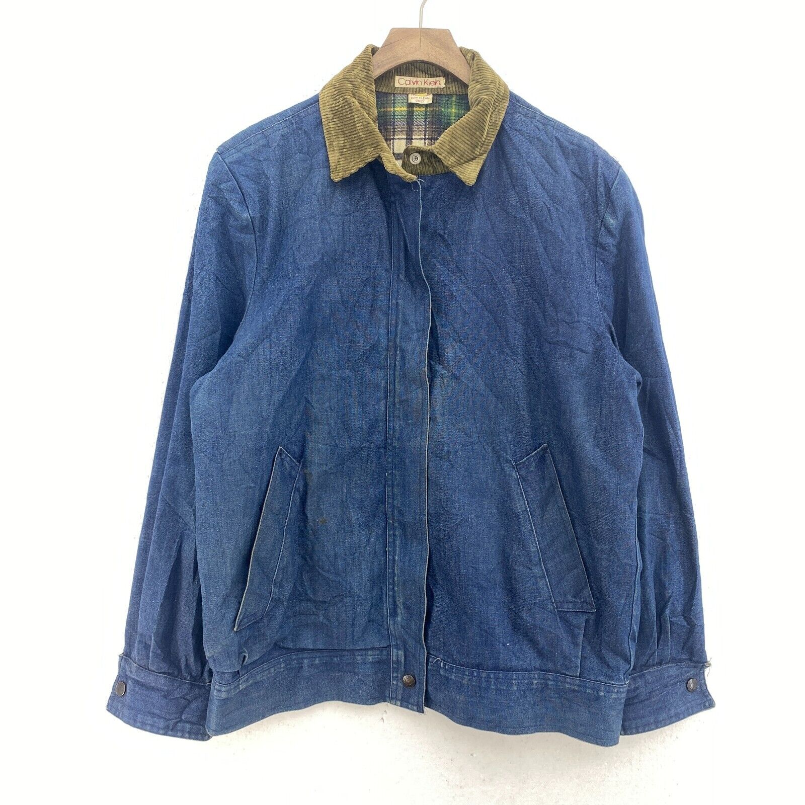 Calvin Klein Denim Full Zip Corduroy Collar Jacket Size M