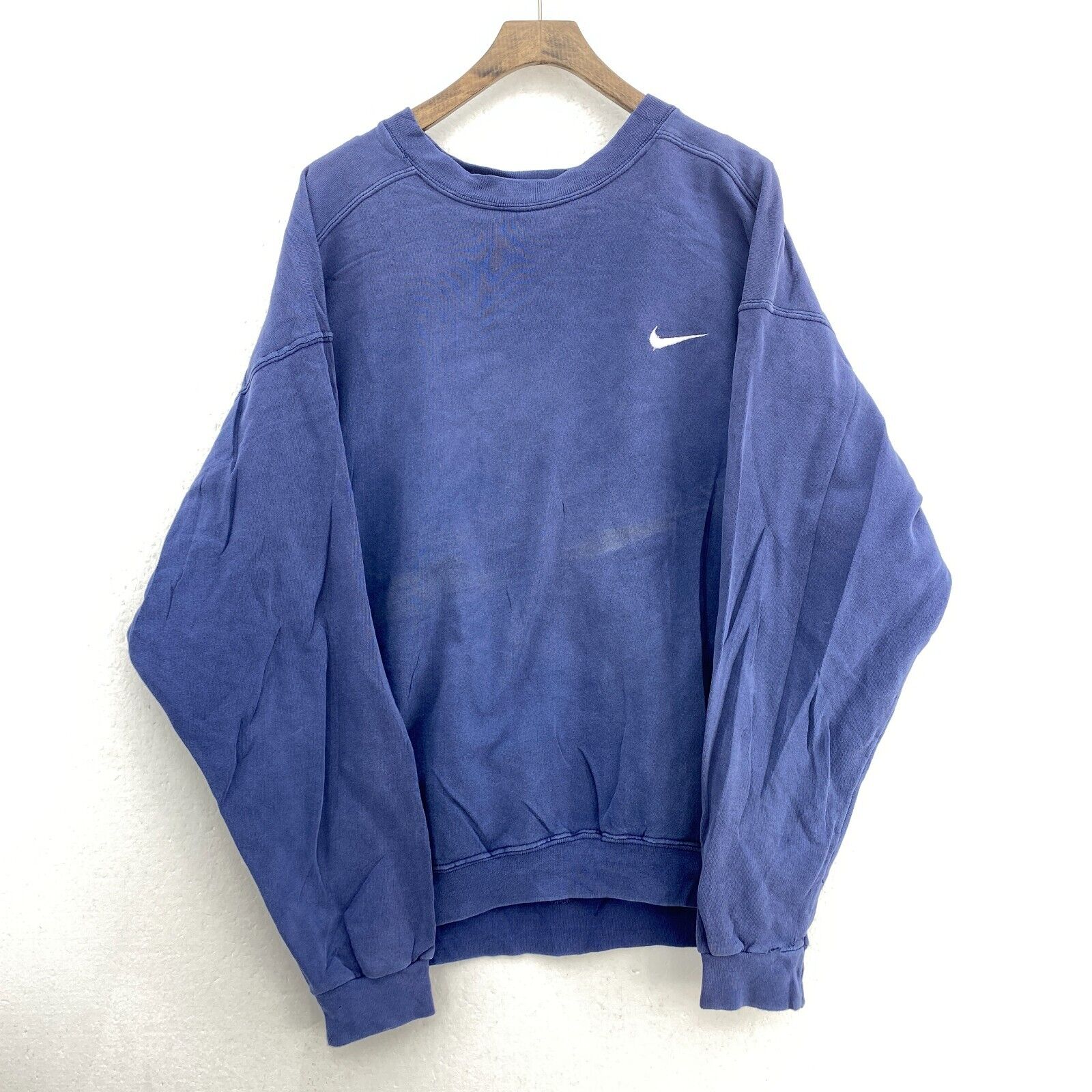 Nike Swoosh Logo Crew Neck Navy Blue Sweatshirt Size M