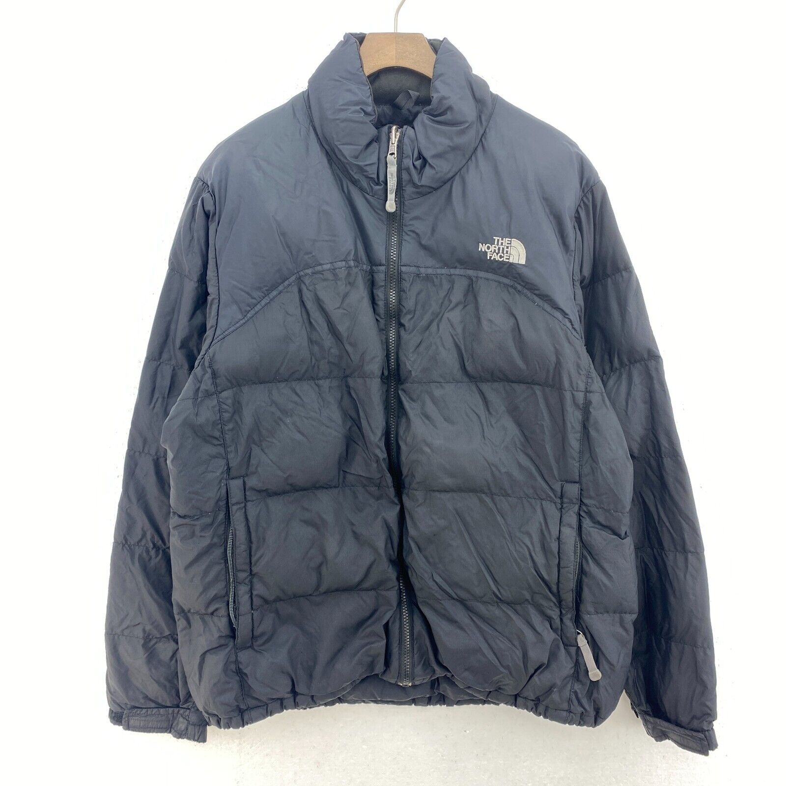 The North Face Women's Goose Down Full Zip Black Puffer Size XL Nuptse 700