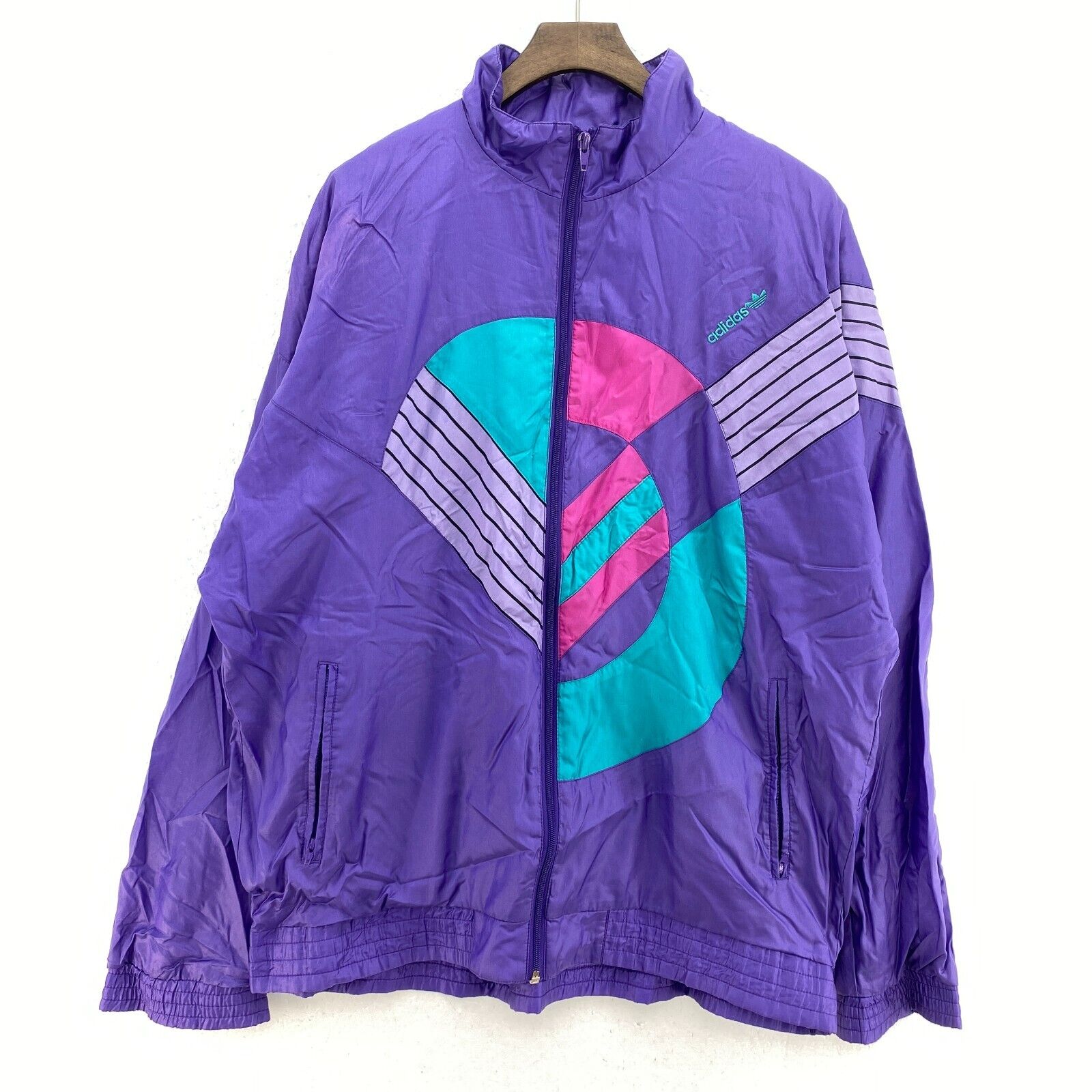 Vintage Adidas Full Zip Purple Track Jacket Size L 90s