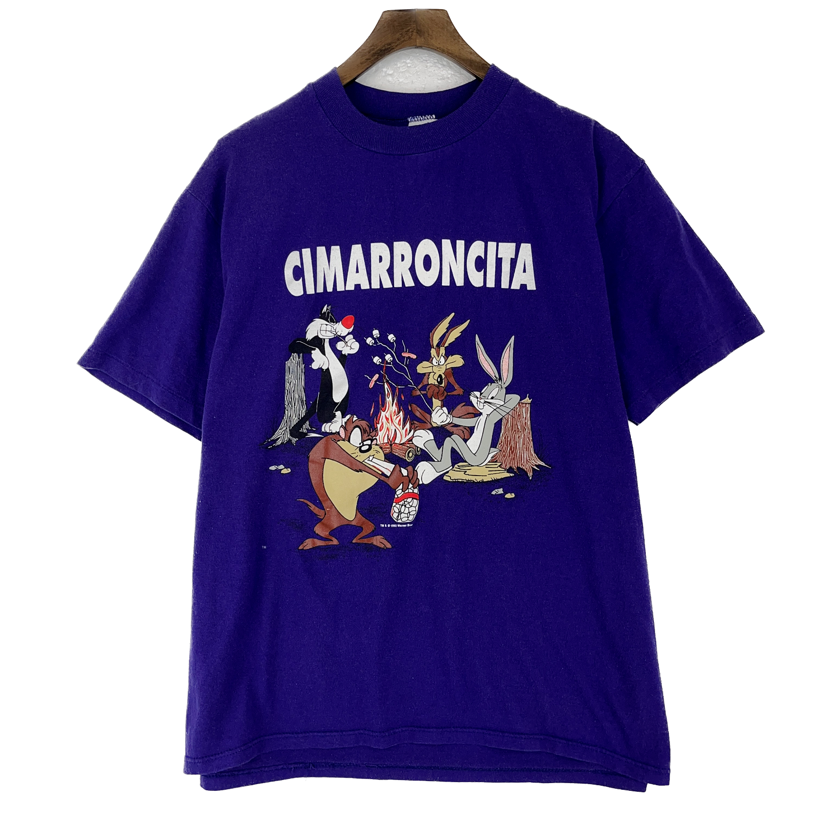 Cimarroncita Warner Bros 1993 Bugs Bunny Marshmallow Camp Purple T-shirt Size L