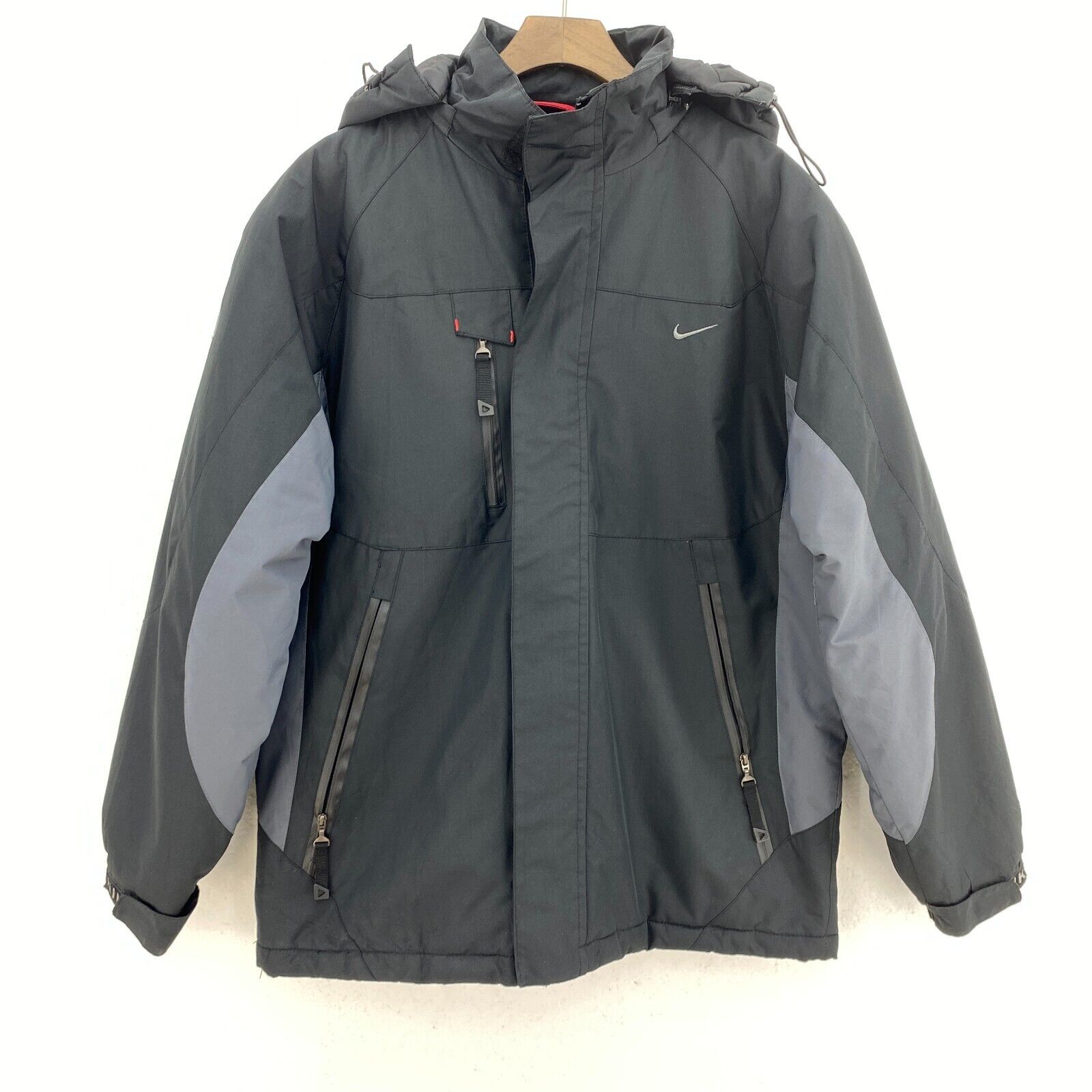 Nike ACG Small Check Black Hooded Jacket Size XL Insulated Full Zip Up Women's