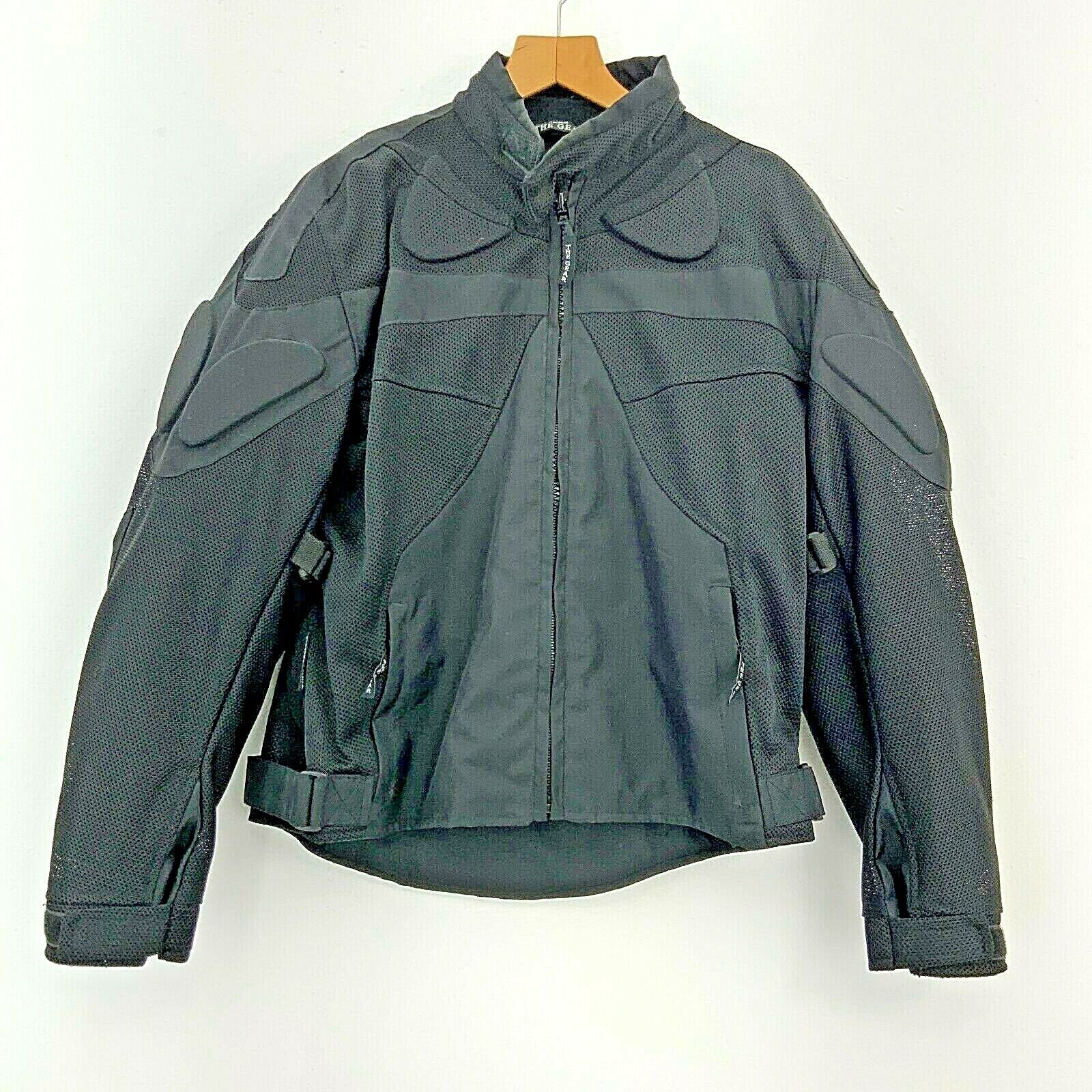 The Gear International Black Biker Jacket Size 44 Armoured Elbow Shoulder