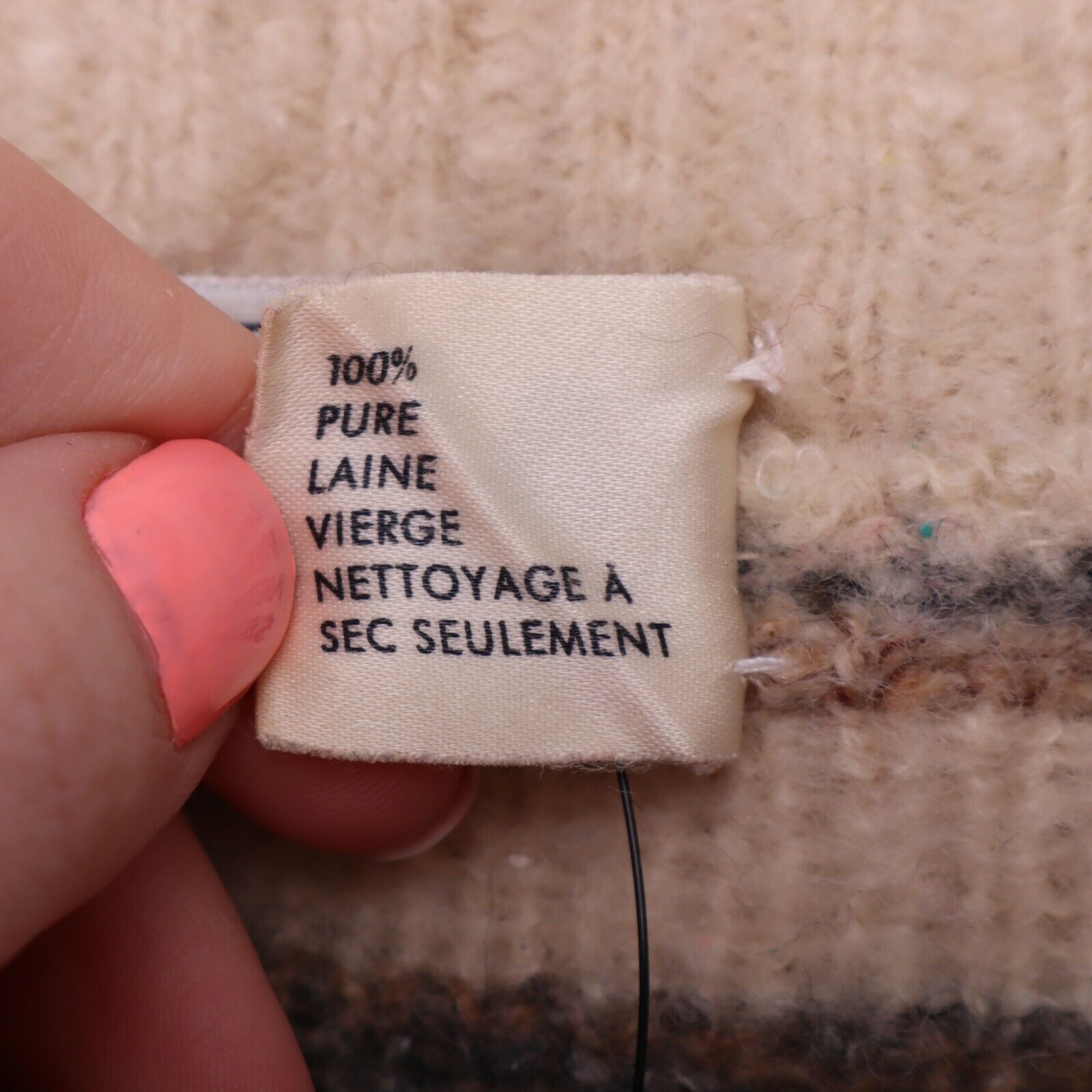 Sears Wool Knit Beige Cardigan Size 44 90s