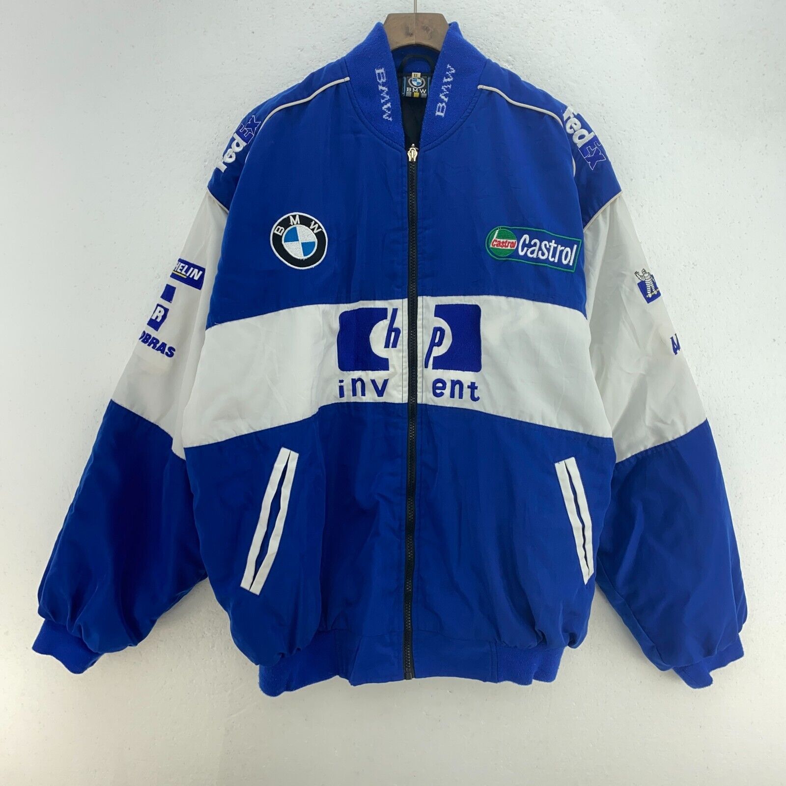 BMW Hp Invent Michelin Full Zip Bomber Blue Jacket Size XL