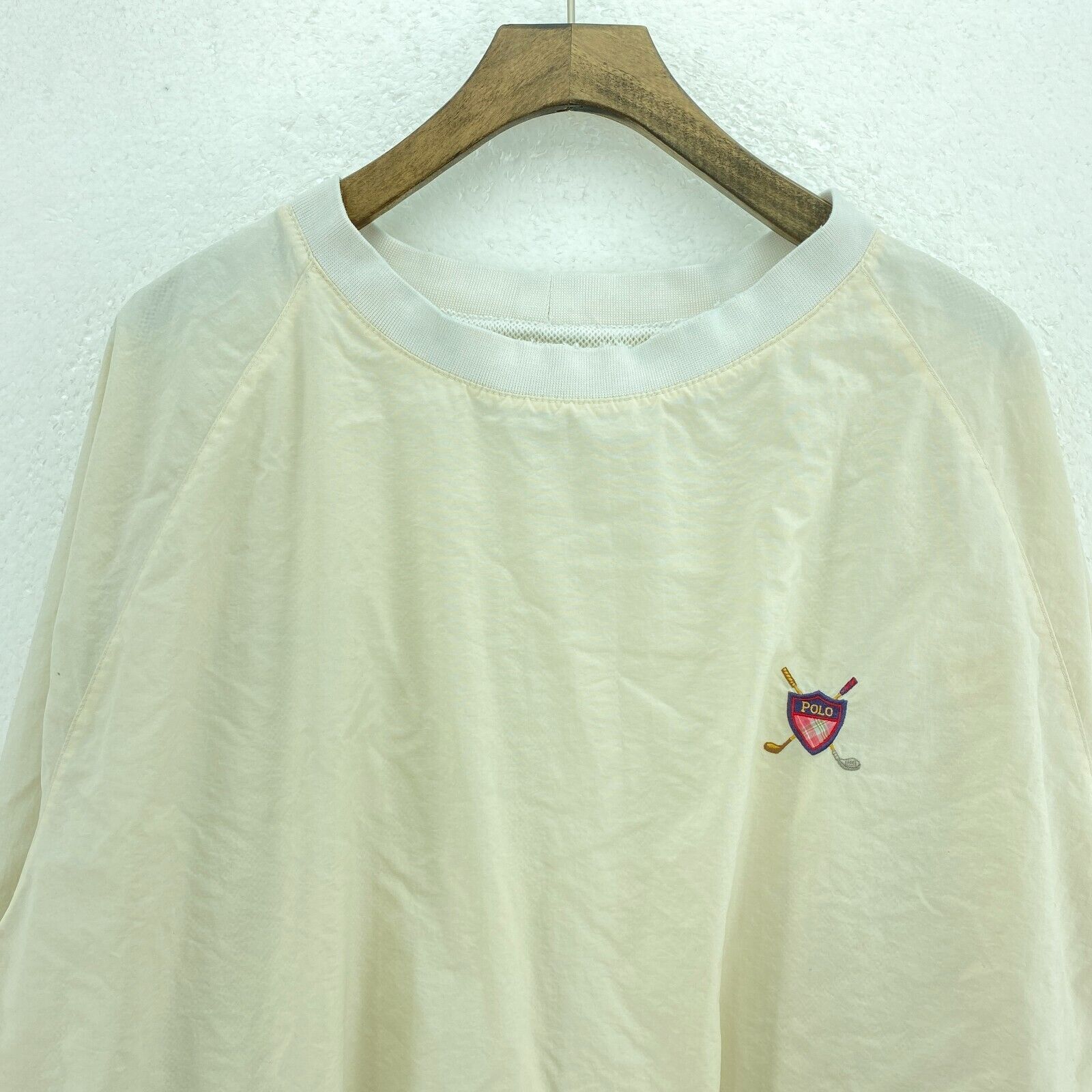 Polo By Ralph Lauren Logo Crew Neck Windbreaker White Jacket Size L