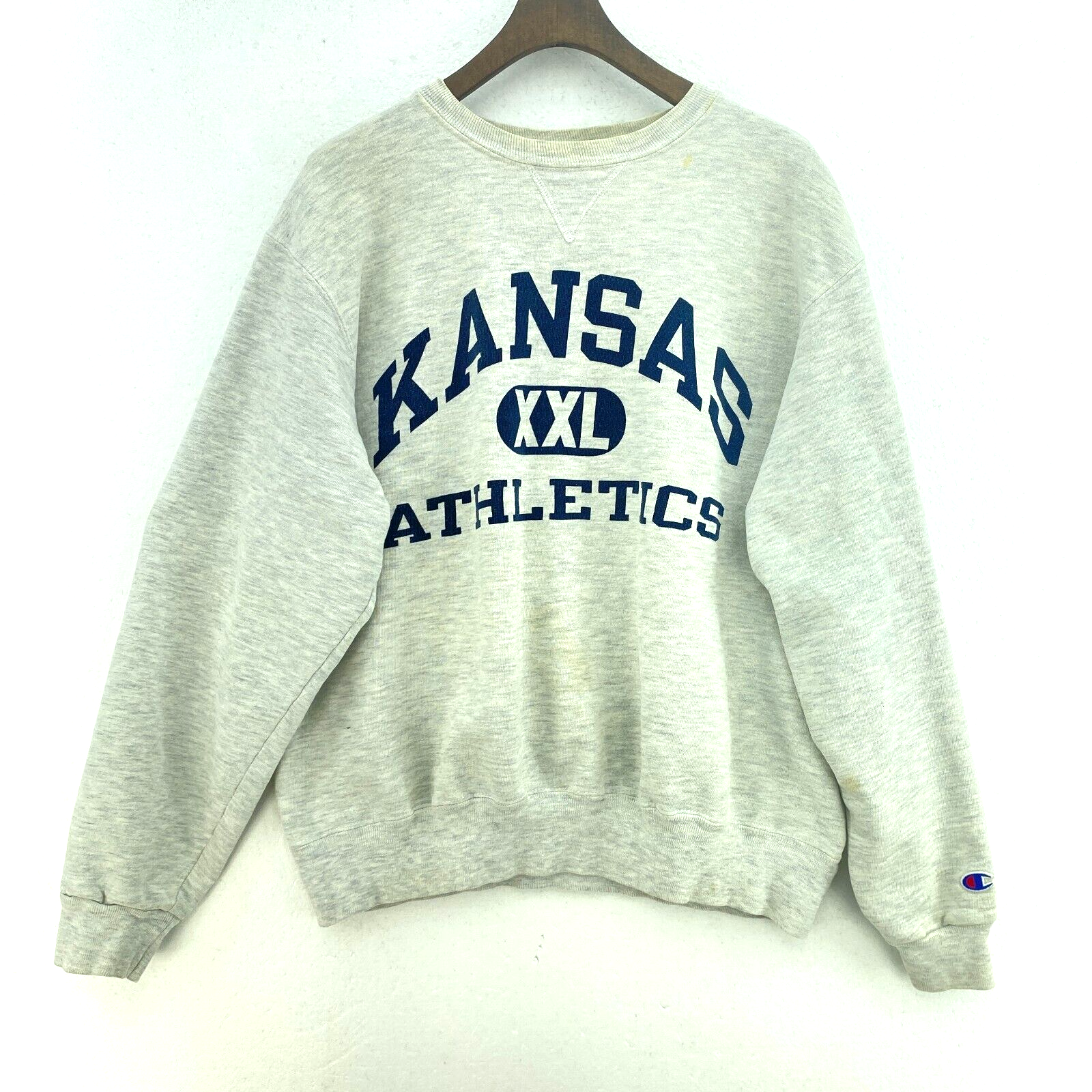 Champion Kansas Athlethics Logo Vintage Gray Sweatshirt Size XL