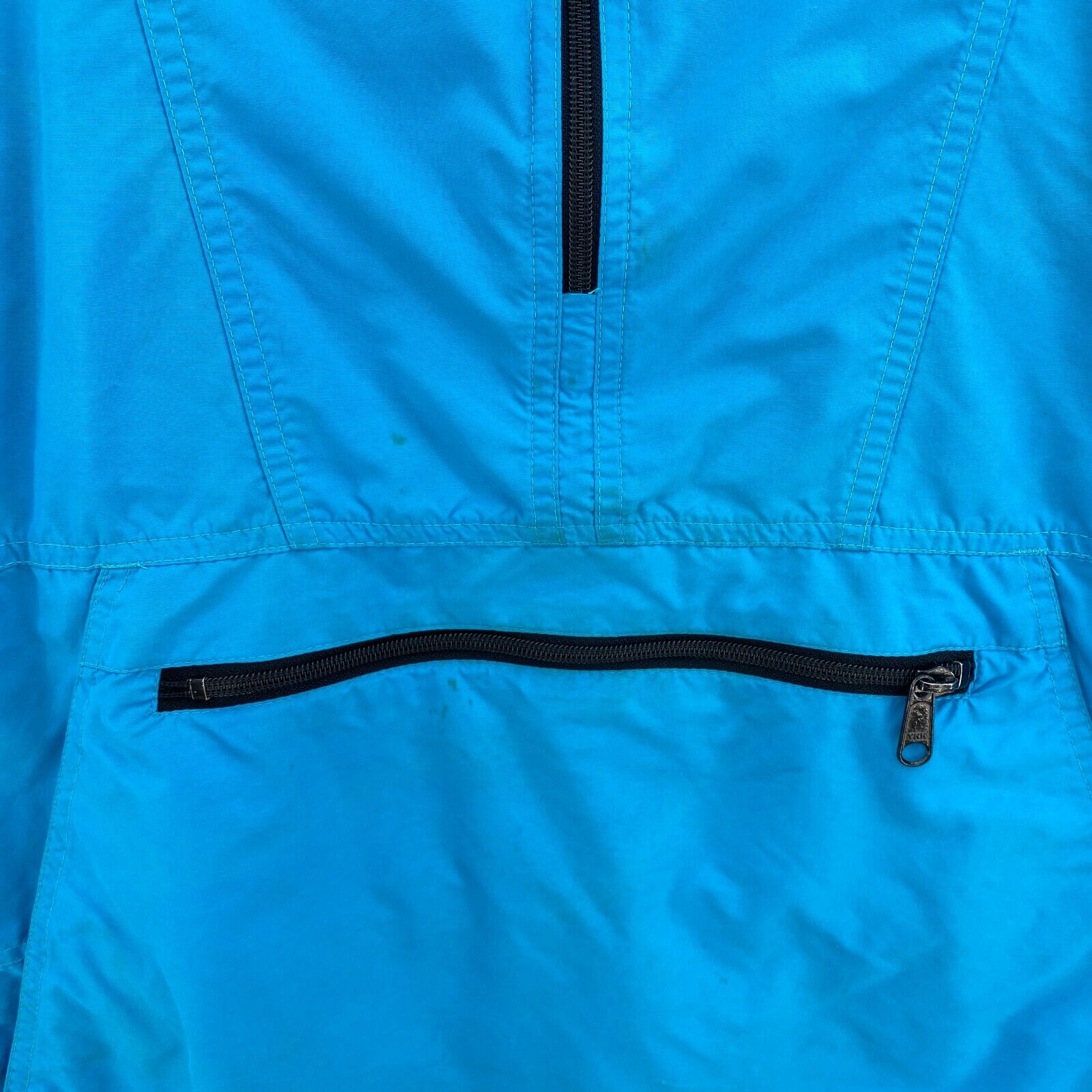 L.L. Bean Light Hooded Anorak Jacket Blue Size M 1/4 Zip