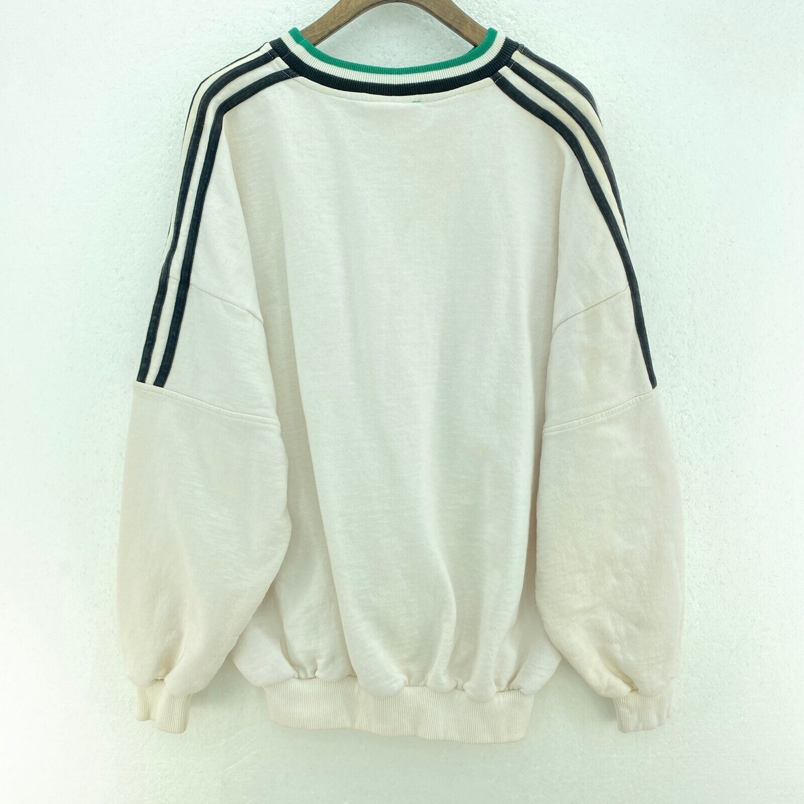 Adidas Logo Embroidered White Sweatshirt Size L Crewneck