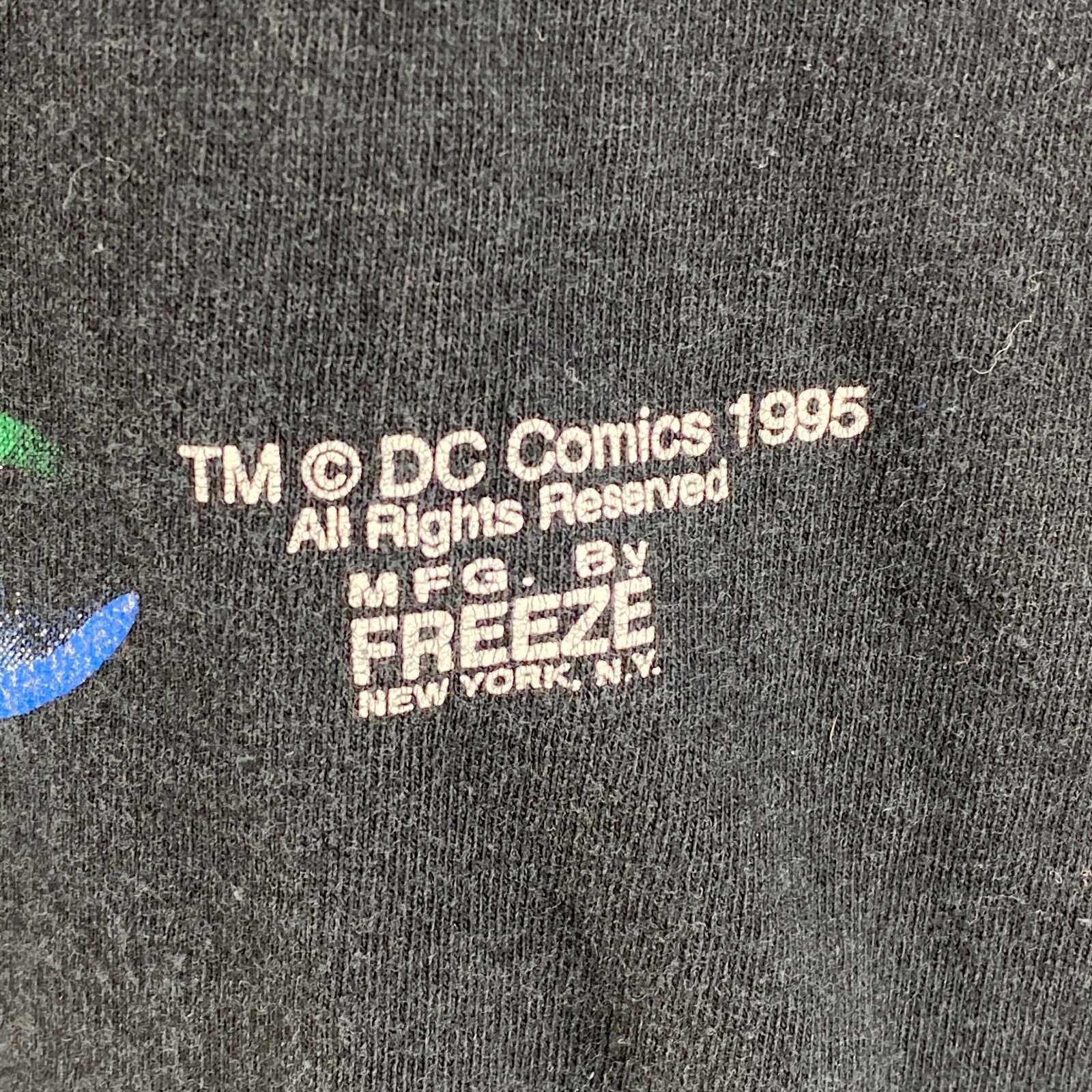 Batman DC Comics 1995 Logo Graphic Print Black T-shirt Size L Single Stitch