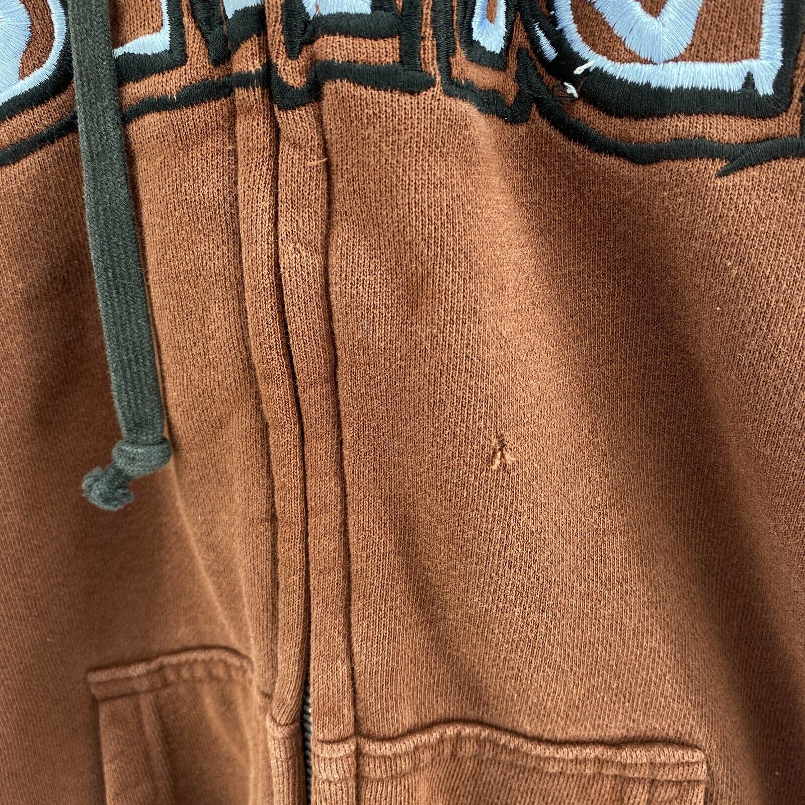 Blind Spell Out Full Zip Brown Hoodie Size S