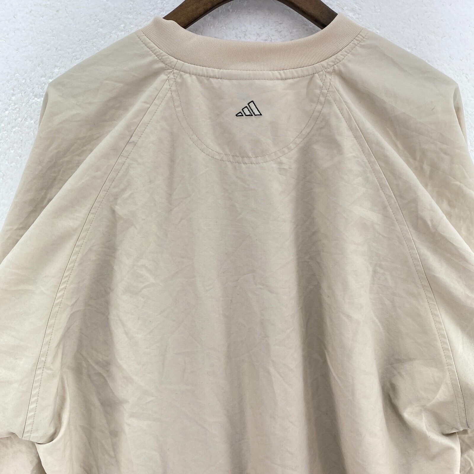 Vintage Adidas Golf Logo Beige Pullover Light Jacket Size S V-Neck