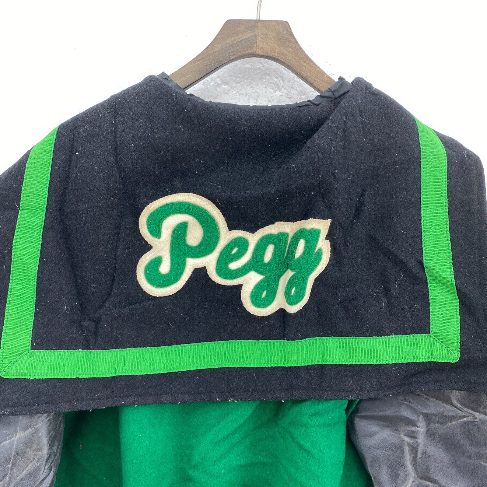 Vintage Varsity College Snapped Cheerleader Green Black Jacket Size M