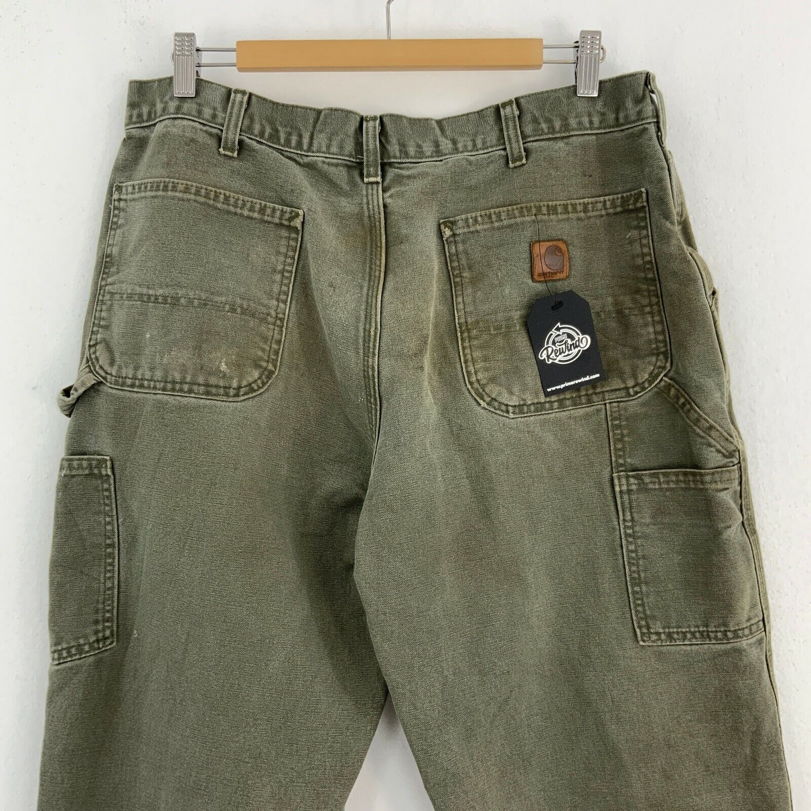 Carhartt Original Dungaree Fit Moss Green Carpenter Cargo Pant Size 34x29